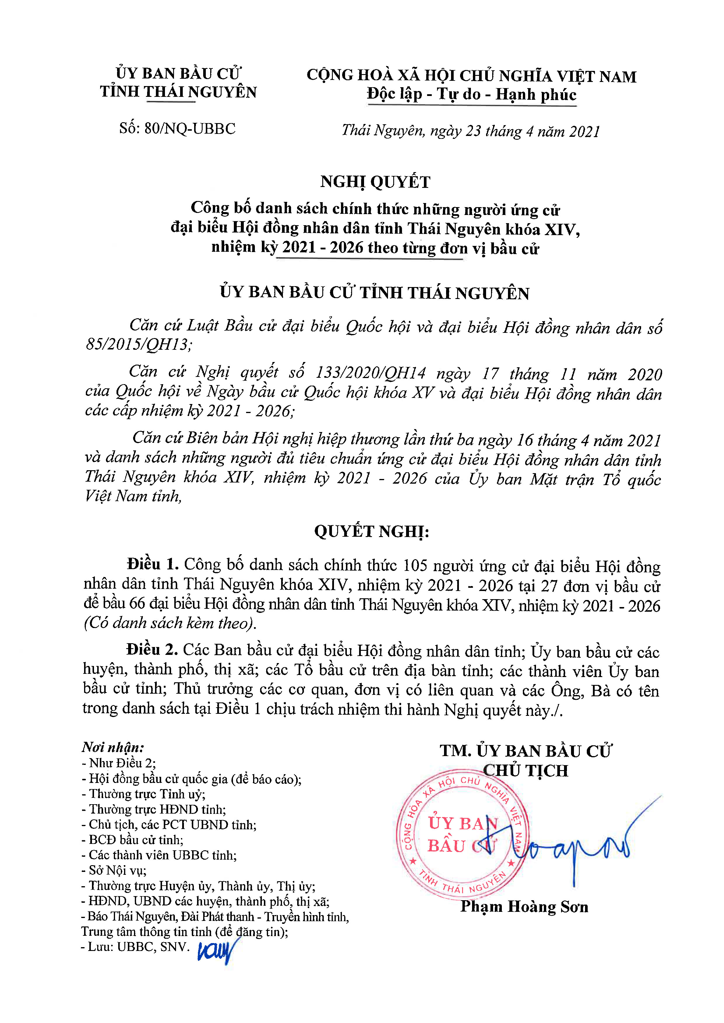 Danh sách chính thức những người ứng cử đại biểu Hội đồng nhân dân tỉnh Thái Nguyên khóa XIV, nhiệm kỳ 2021 - 2026 -0