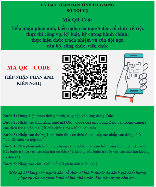 Công khai mã QR-code tiếp nhận PAKN của người dân, tổ chức về việc thực thi công vụ; thực hiện kỷ luật, kỷ cương hành chính; thực hiện chức trách  nhiệm vụ của đội ngũ CBCCVC