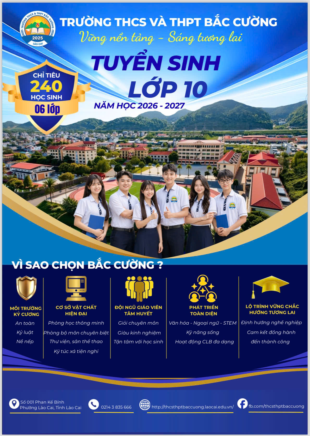Trường THCS &amp; THPT Bắc Cường thông báo tuyển sinh lớp 10 năm học 2026-2027
