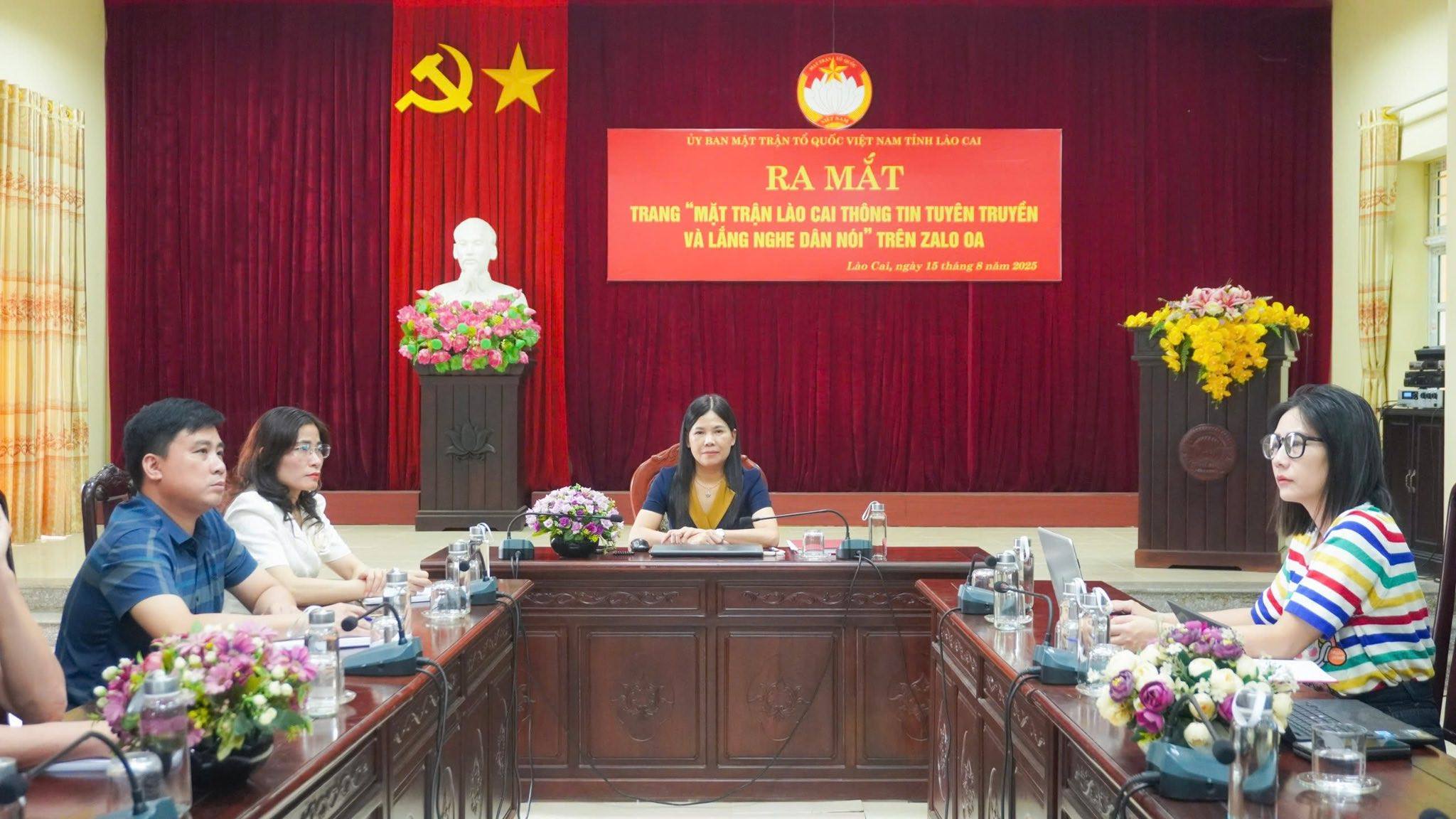 Ủy ban MTTQ Việt Nam tỉnh Lào Cai ra mắt Trang Zalo OA “Mặt trận Lào Cai - Thông tin tuyên truyền và Lắng nghe Dân nói”
