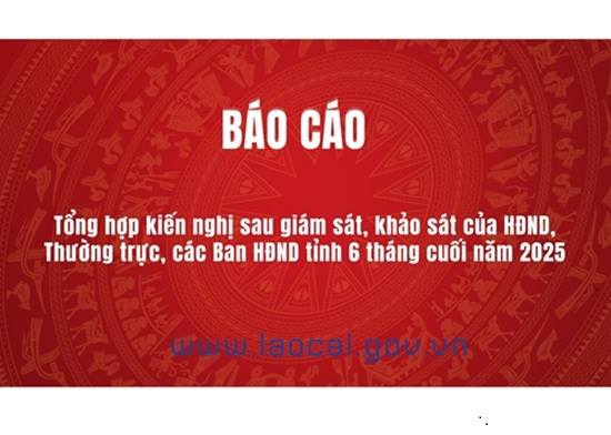 Báo cáo tổng hợp kiến nghị sau giám sát, khảo sát của HĐND, Thường trực, các Ban HĐND tỉnh 6 tháng cuối năm 2025