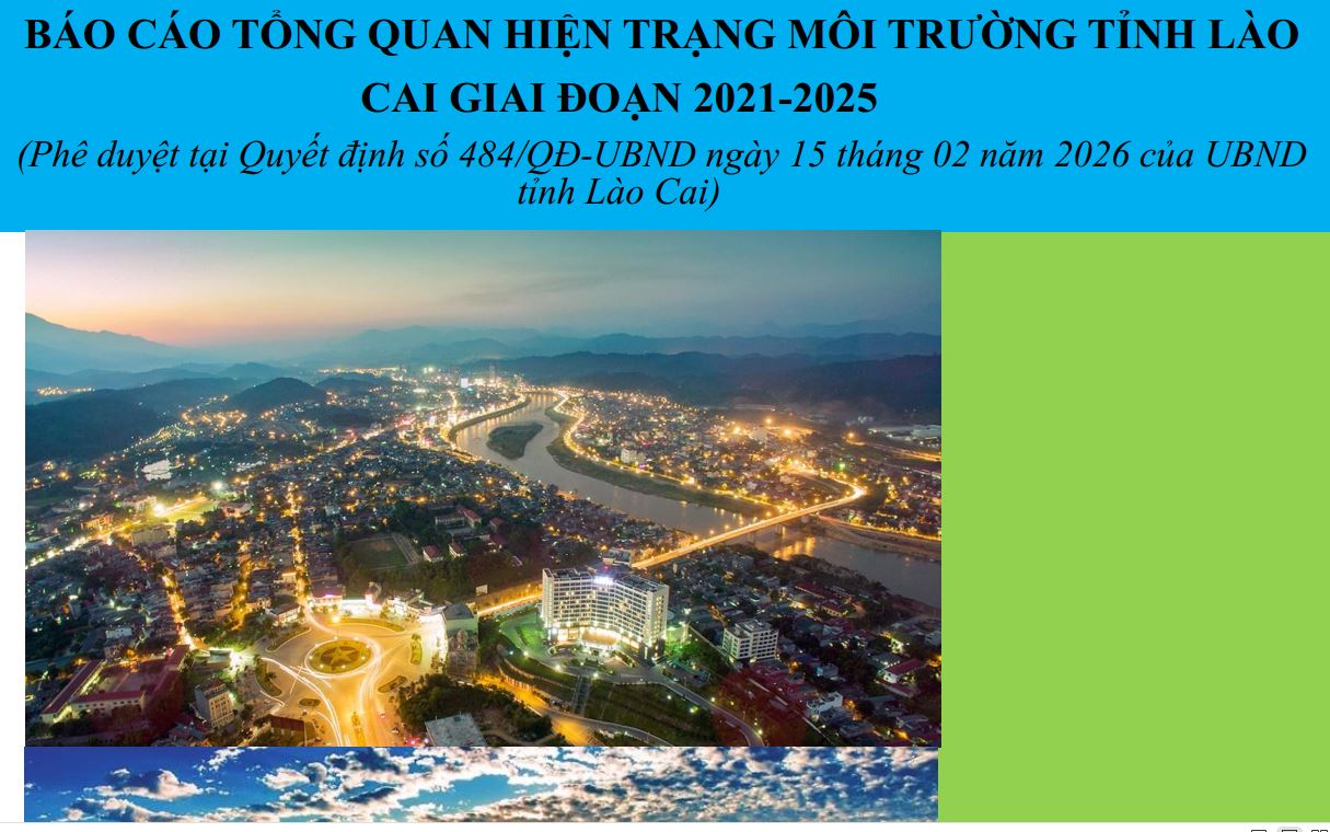 Công khai Báo cáo Tổng quan hiện trạng môi trường tỉnh Lào Cai giai đoạn 2021-2025