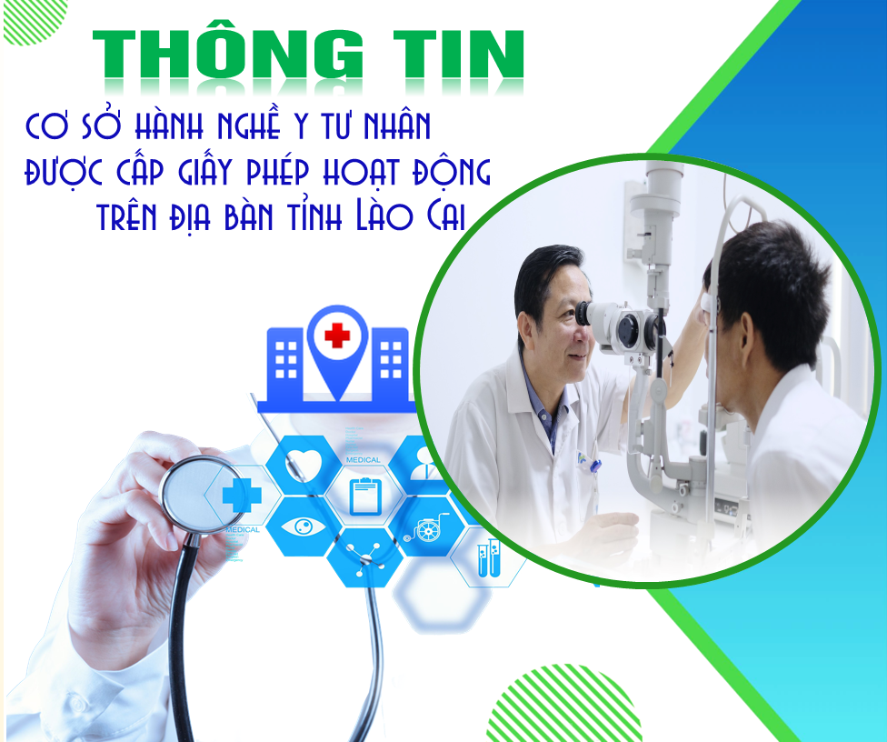 Công bố thông tin cơ sở hành nghề y tư nhân được cấp giấy phép hoạt động trên địa bàn tỉnh Lào Cai
