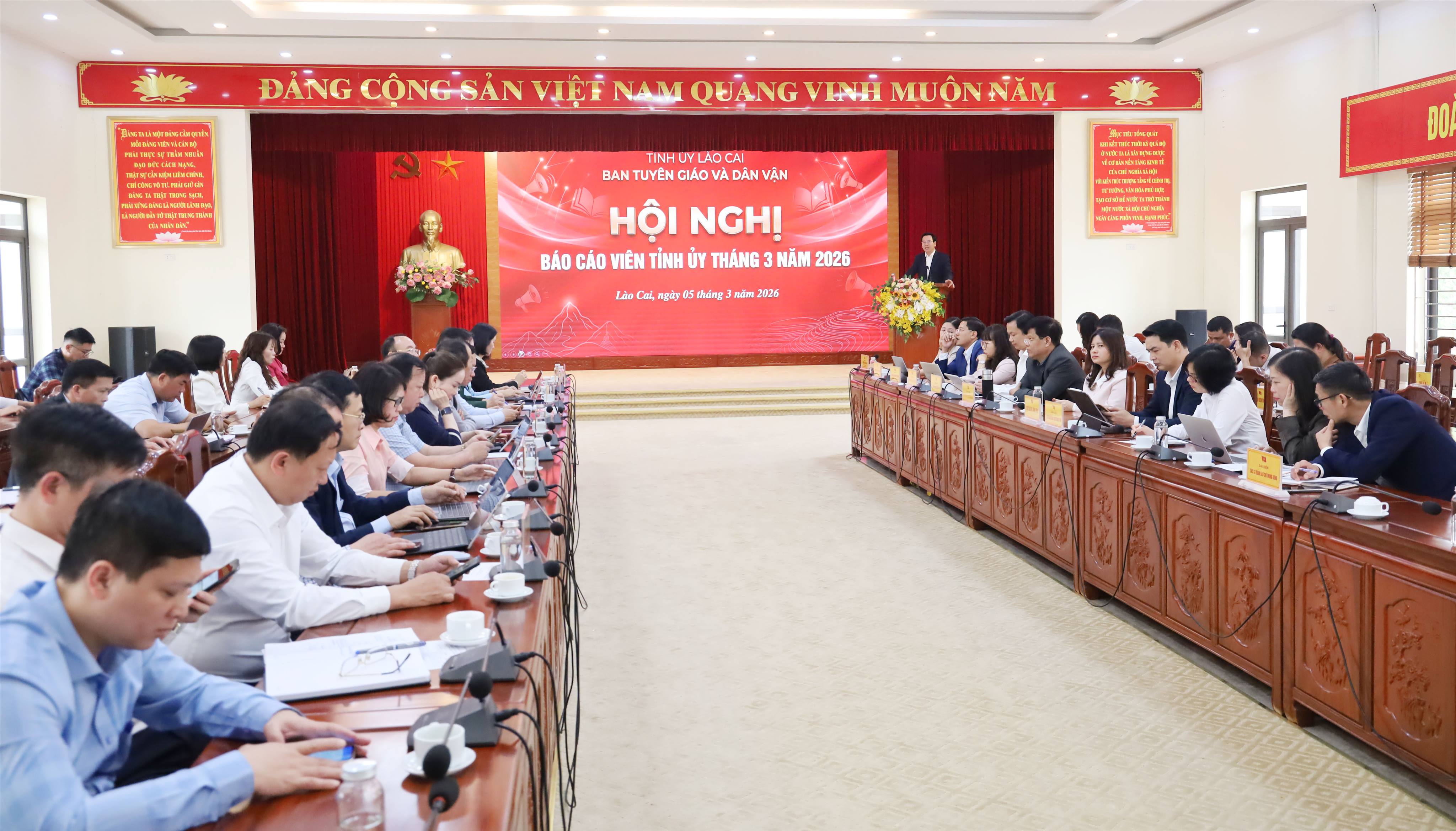 Hội nghị Báo cáo viên Tỉnh ủy tháng 3/2026: Đẩy mạnh tuyên truyền bầu cử và mục tiêu phát triển kinh tế - xã hội năm 2026