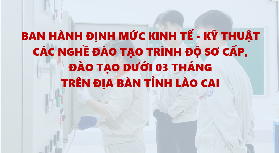 Ban hành định mức kinh tế - kỹ thuật các nghề đào tạo trình độ sơ cấp, đào tạo dưới 03 tháng trên địa bàn tỉnh Lào Cai