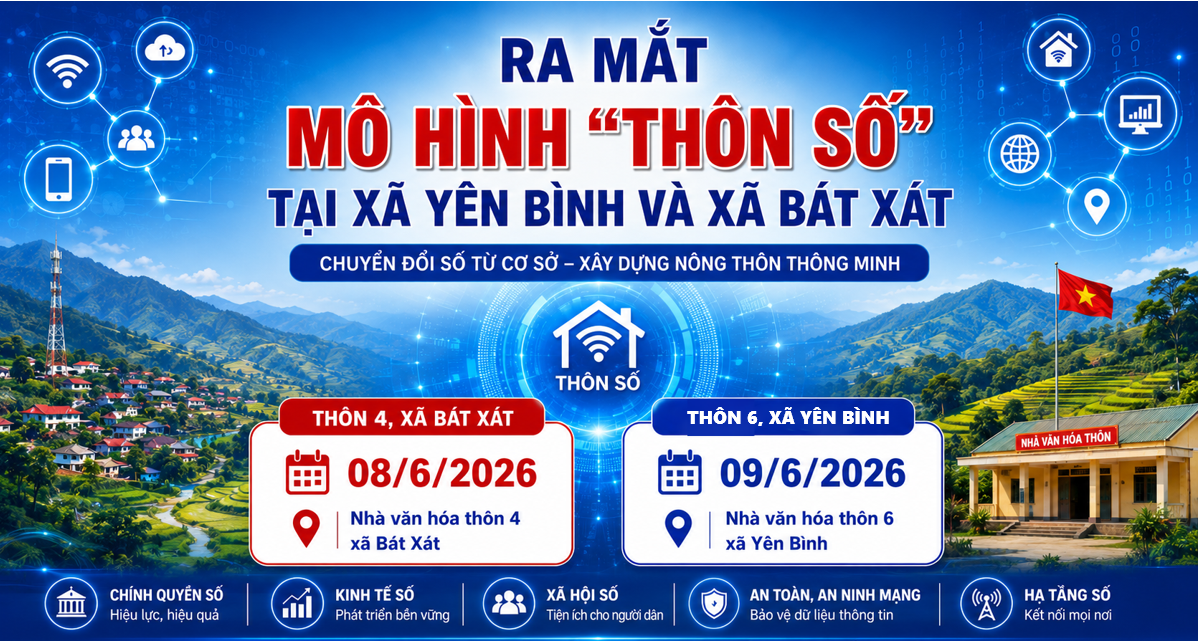 Lào Cai sẽ tổ chức ra mắt mô hình “Thôn số” tại xã Yên Bình và xã Bát Xát
