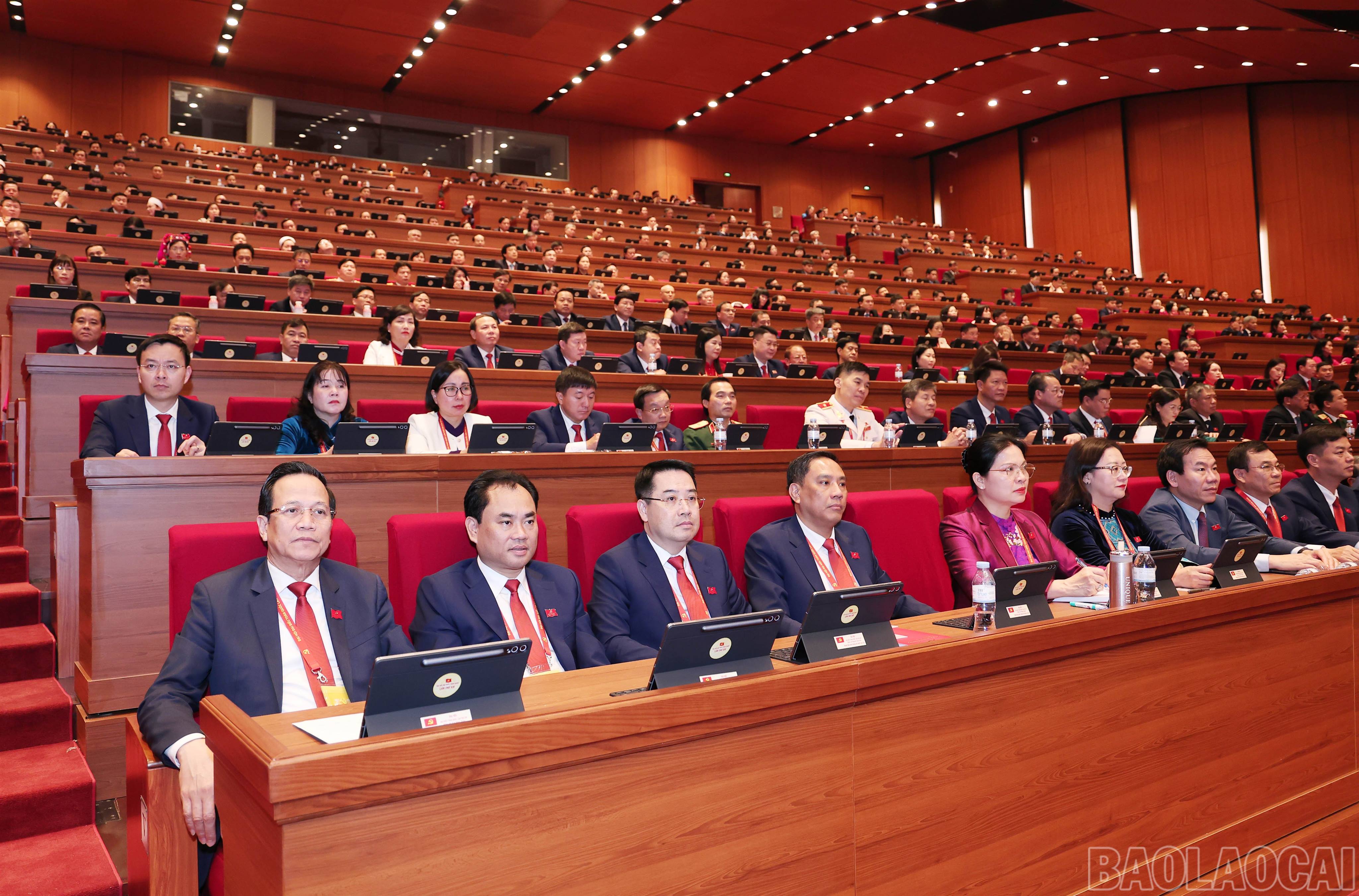 Một số hình ảnh của Đoàn đại biểu Đảng bộ tỉnh Lào Cai tại ngày làm việc đầu tiên Đại hội XIV của Đảng