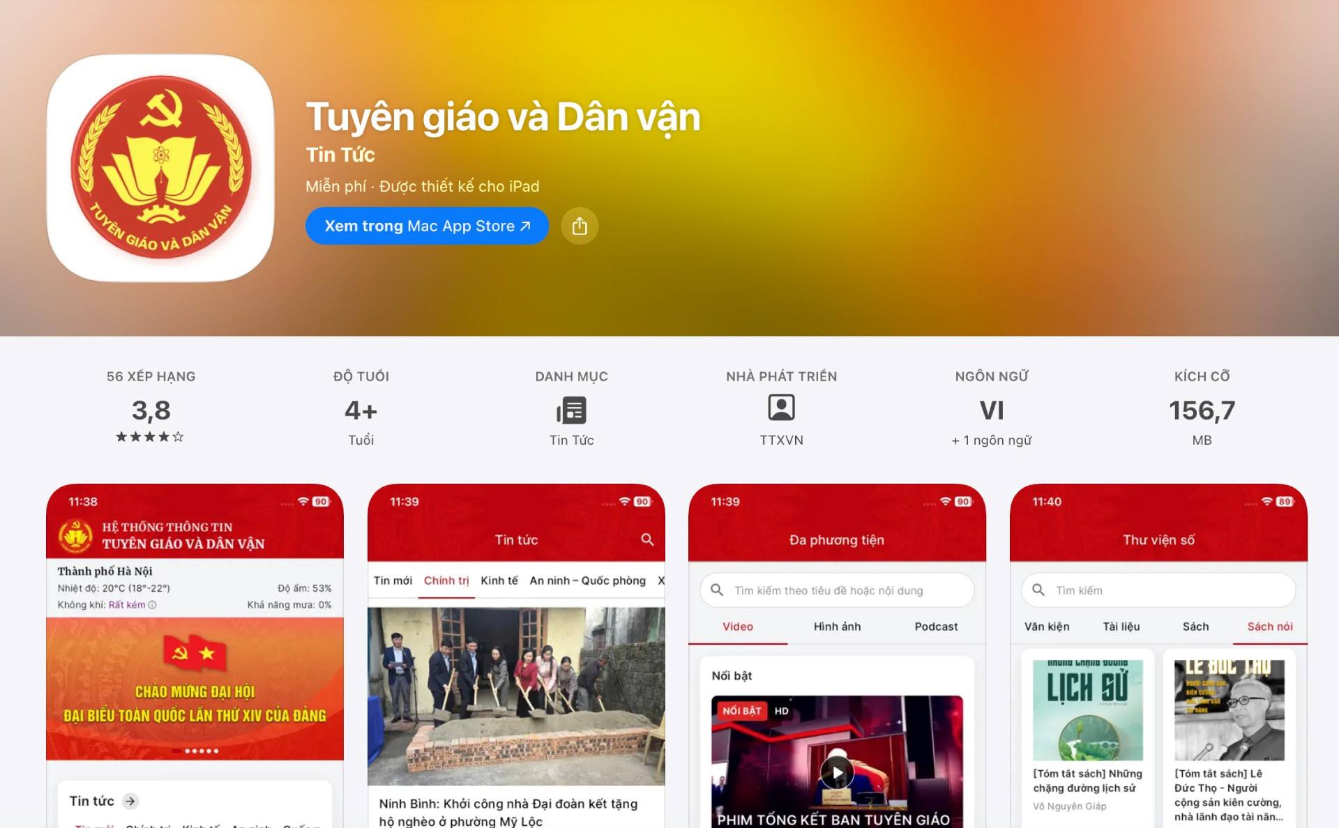 Phát triển ứng dụng di động phục vụ công tác tuyên giáo và dân vận của Đảng