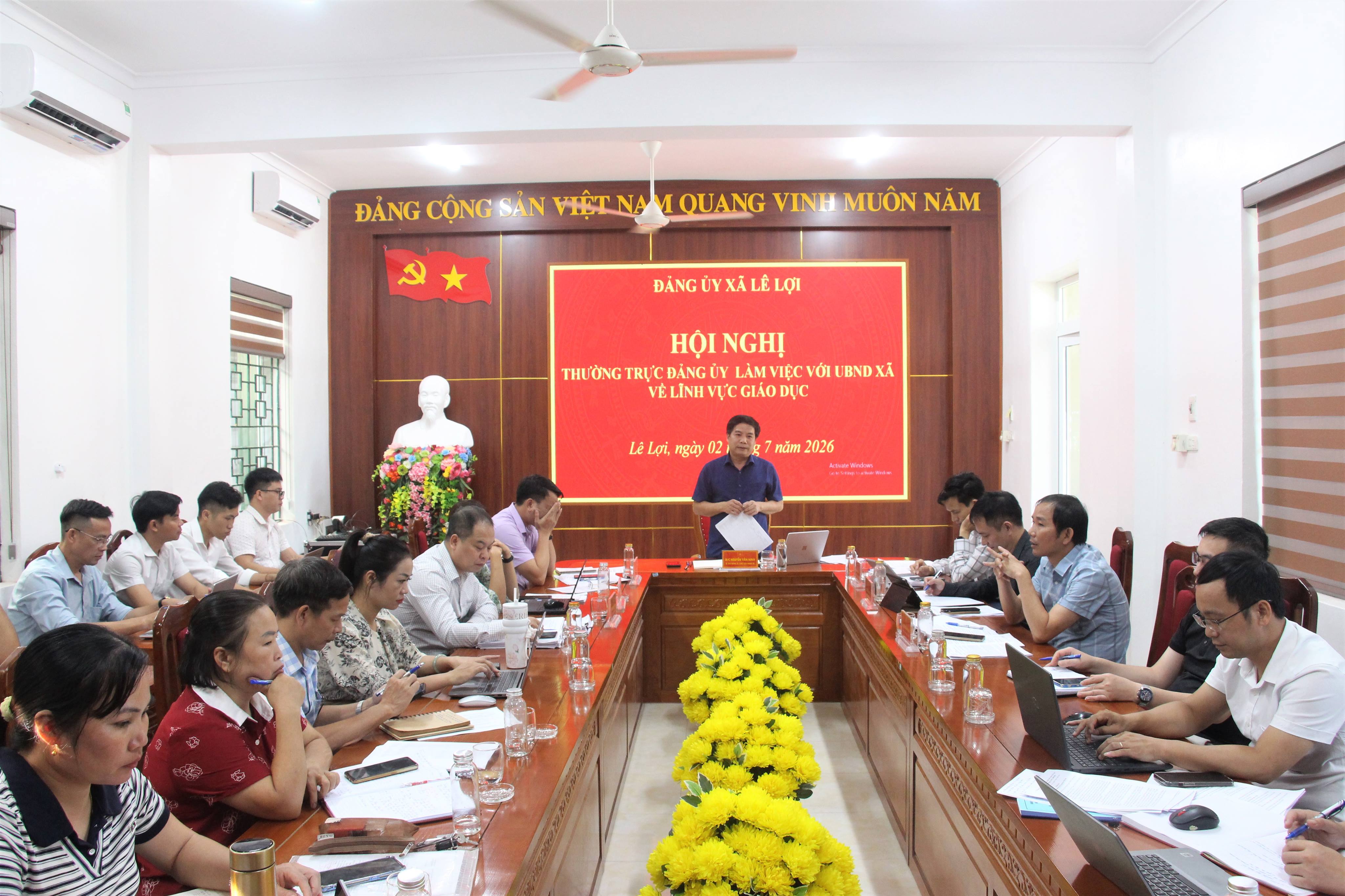 Thường trực Đảng ủy xã làm việc với UBND xã về lĩnh vực giáo dục