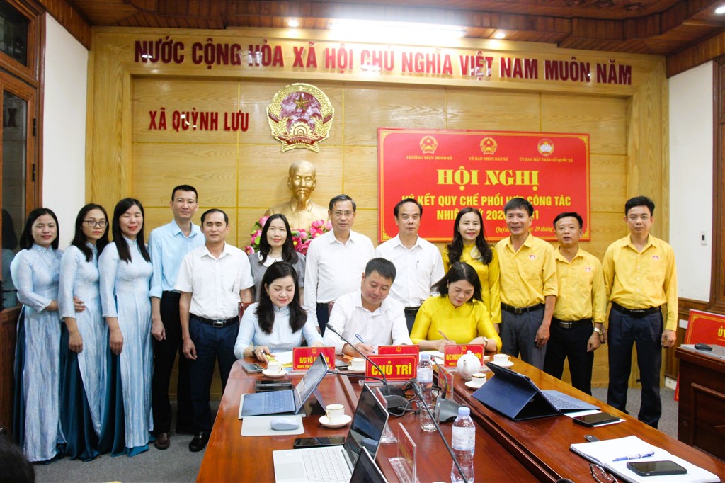 Quỳnh Lưu: Ký kết quy chế phối hợp giữa Thường trực HĐND, UBND VÀ UBMTTQ xã nhiệm kỳ 2026 -2031