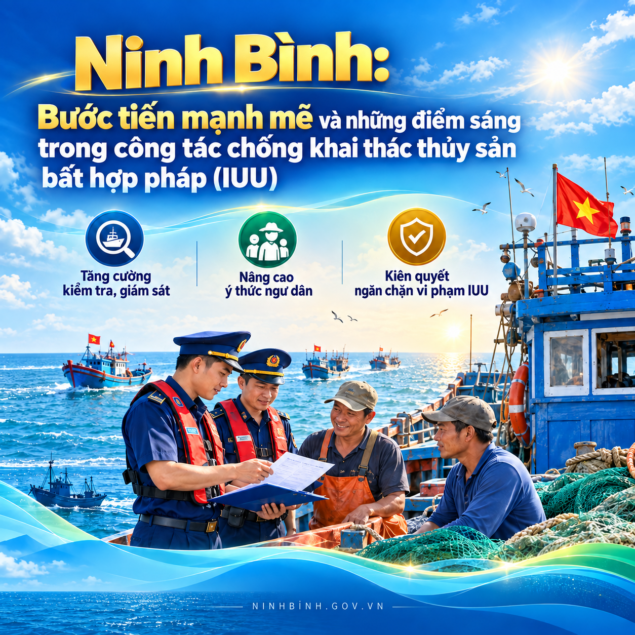 Kết quả đáng ghi nhận trong công tác chống khai thác thủy sản bất hợp pháp (IUU) trên địa bàn tỉnh Ninh Bình tháng 9/2026