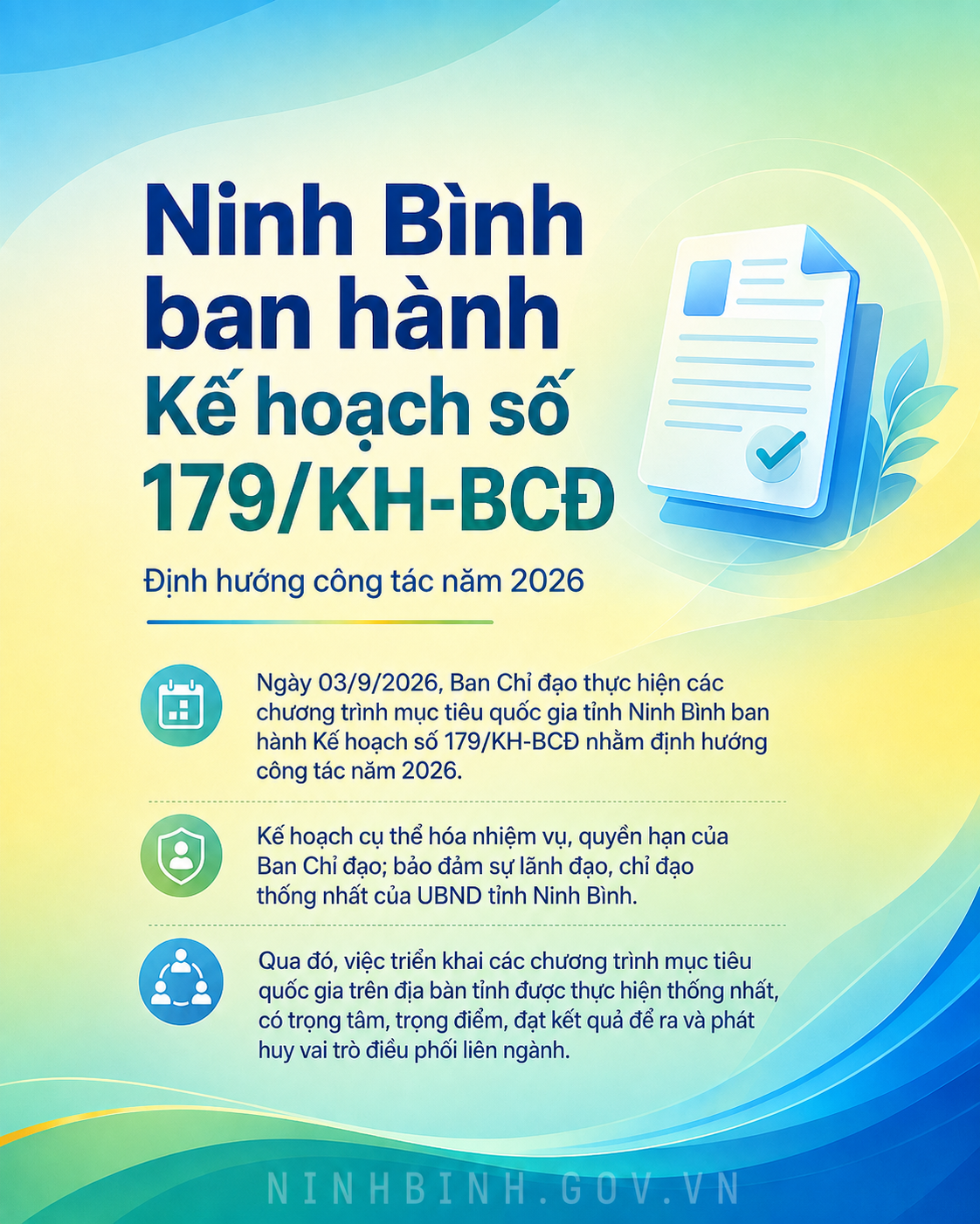 Ninh Bình ban hành kế hoạch công tác năm 2026 của ban chỉ đạo thực hiện các chương trình mục tiêu quốc gia 