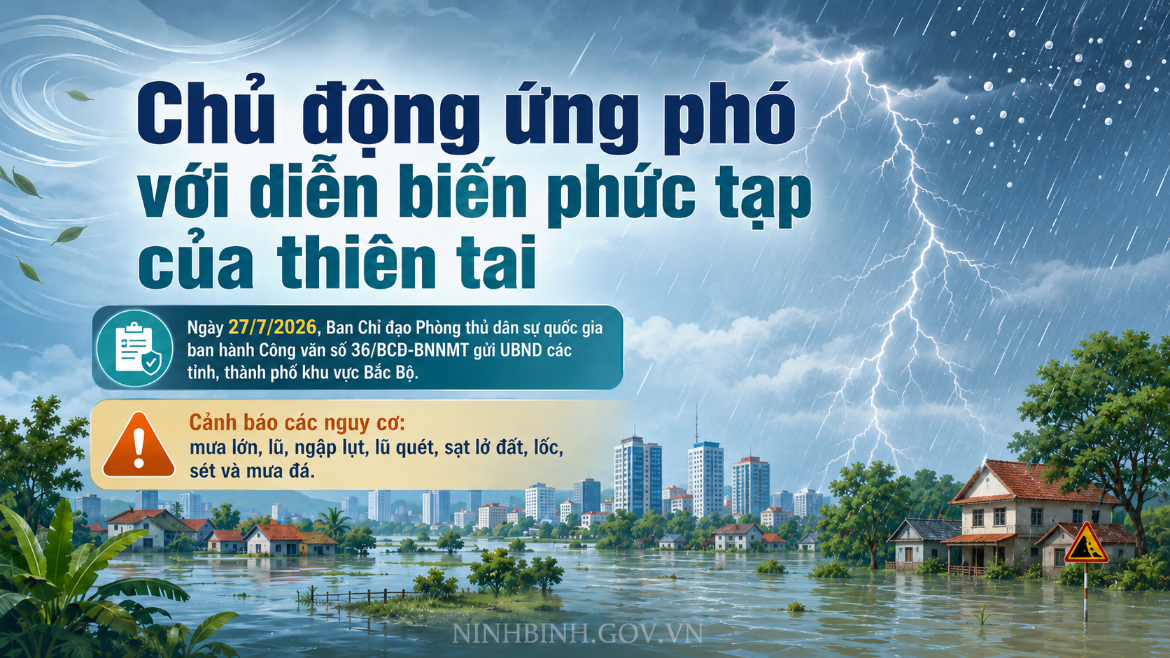  Chủ động ứng phó với mưa lớn, lũ, ngập lụt, lũ quét, sạt lở đất, lốc, sét, mưa đá