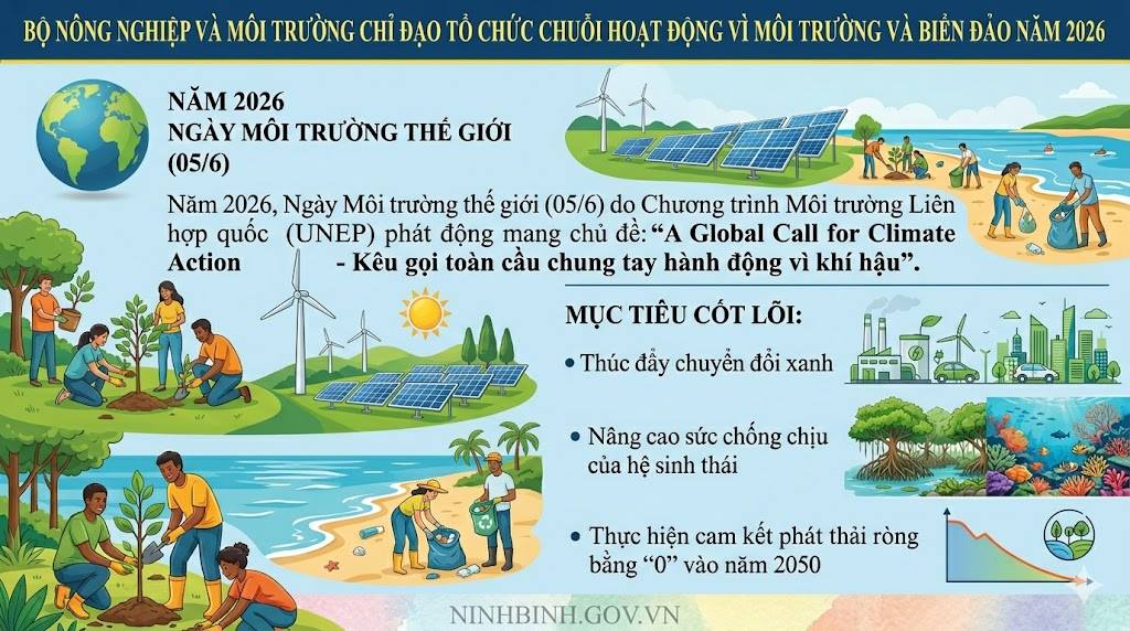 Bộ nông nghiệp và môi trường chỉ đạo tổ chức chuỗi hoạt động vì môi trường và biển đảo năm 2026