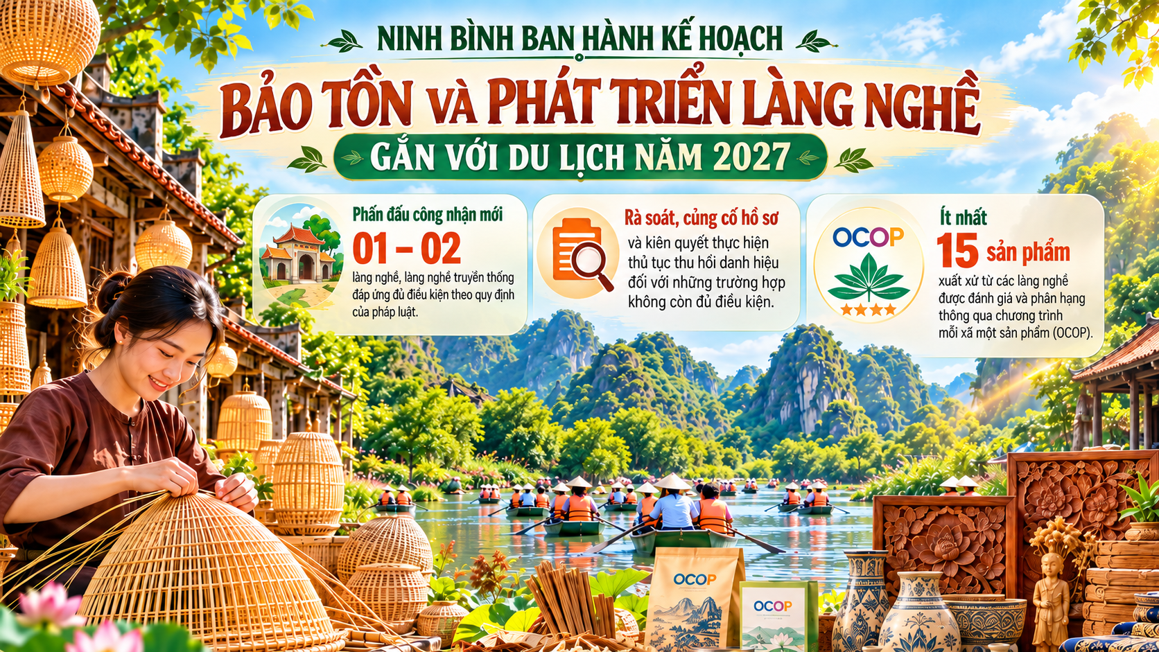 Ninh Bình ban hành Kế hoạch bảo tồn và phát triển làng nghề gắn với du lịch năm 2027