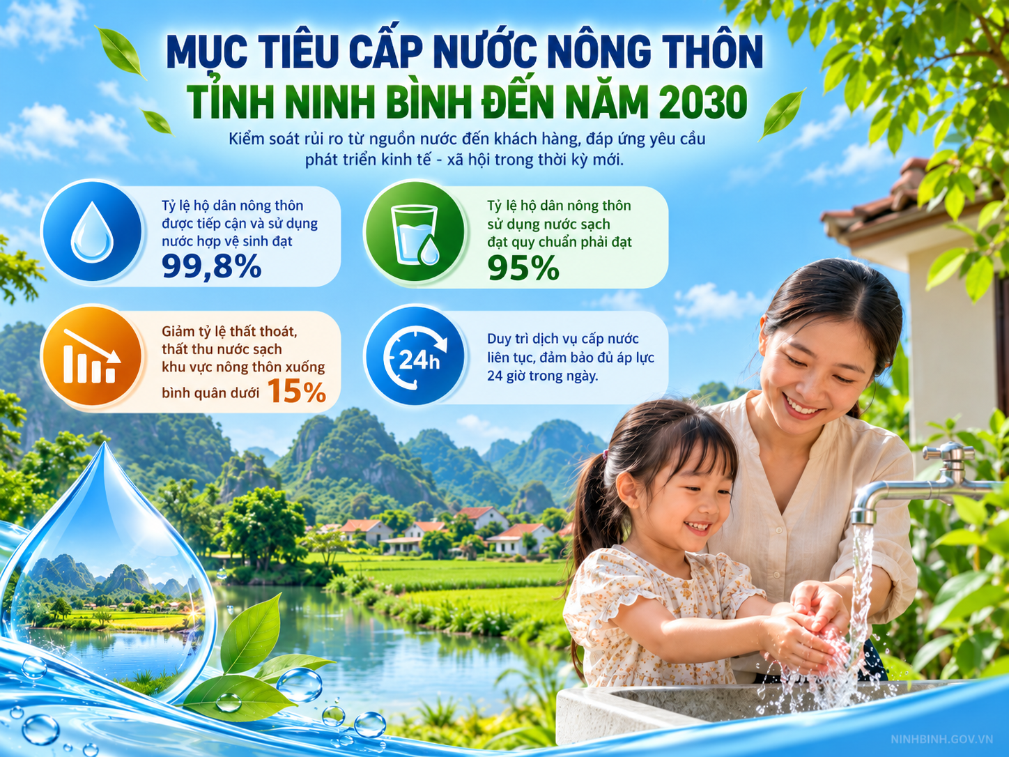 Kế hoạch cấp nước an toàn khu vực nông thôn tỉnh Ninh Bình giai đoạn 2026-2030 do UBND tỉnh ban hành