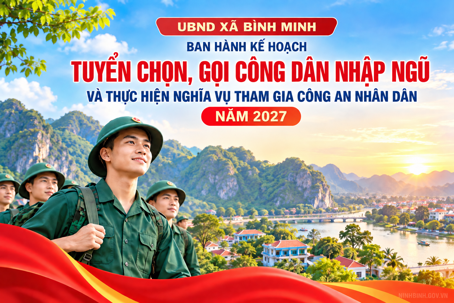  UBND xã Bình Minh ban hành kế hoạch tuyển chọn, gọi công dân nhập ngũ năm 2027
