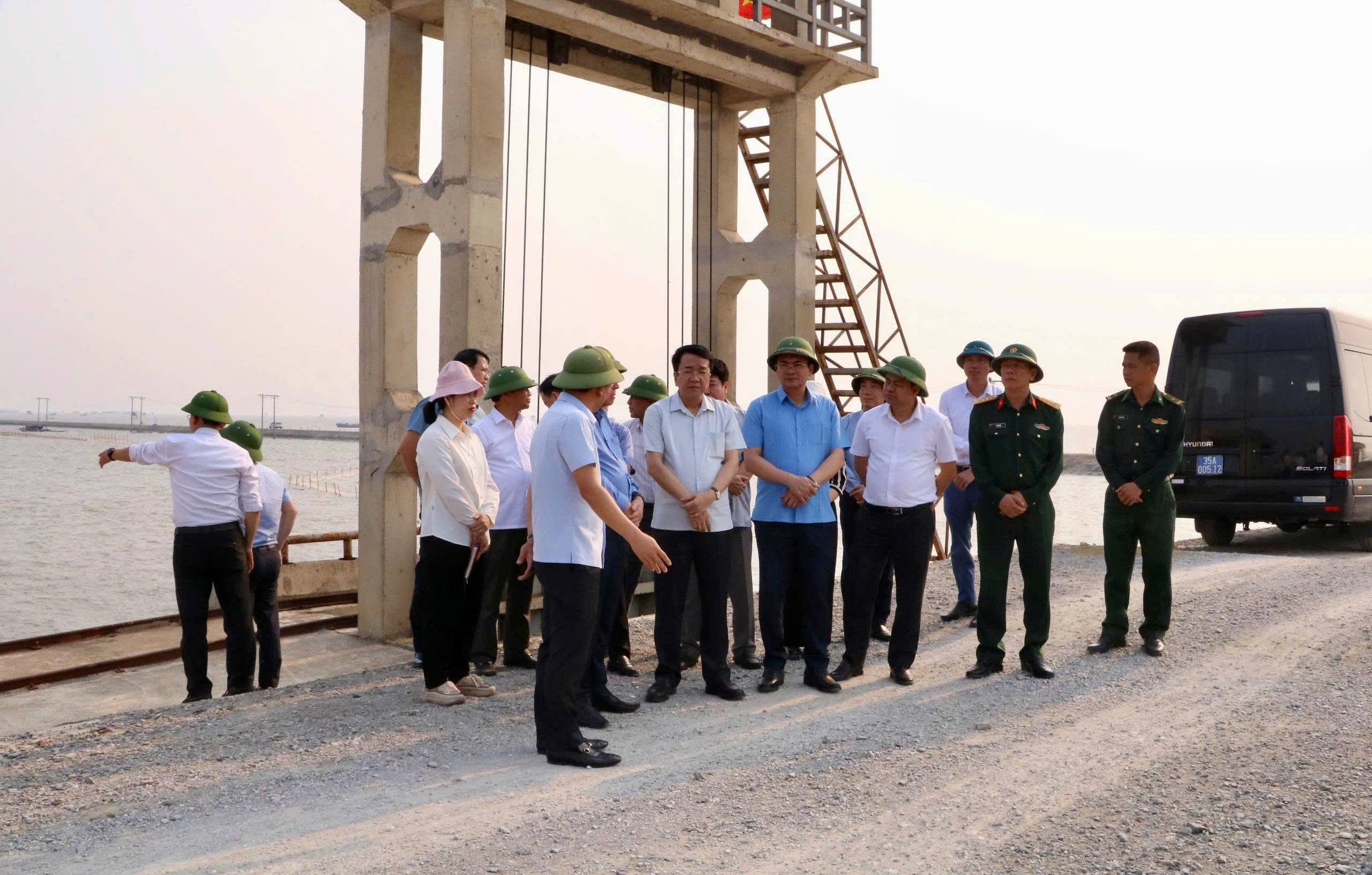 Đồng chí Chủ tịch UBND tỉnh Nguyễn Thanh Bình kiểm tra các công trình phòng, chống thiên tai trọng điểm
