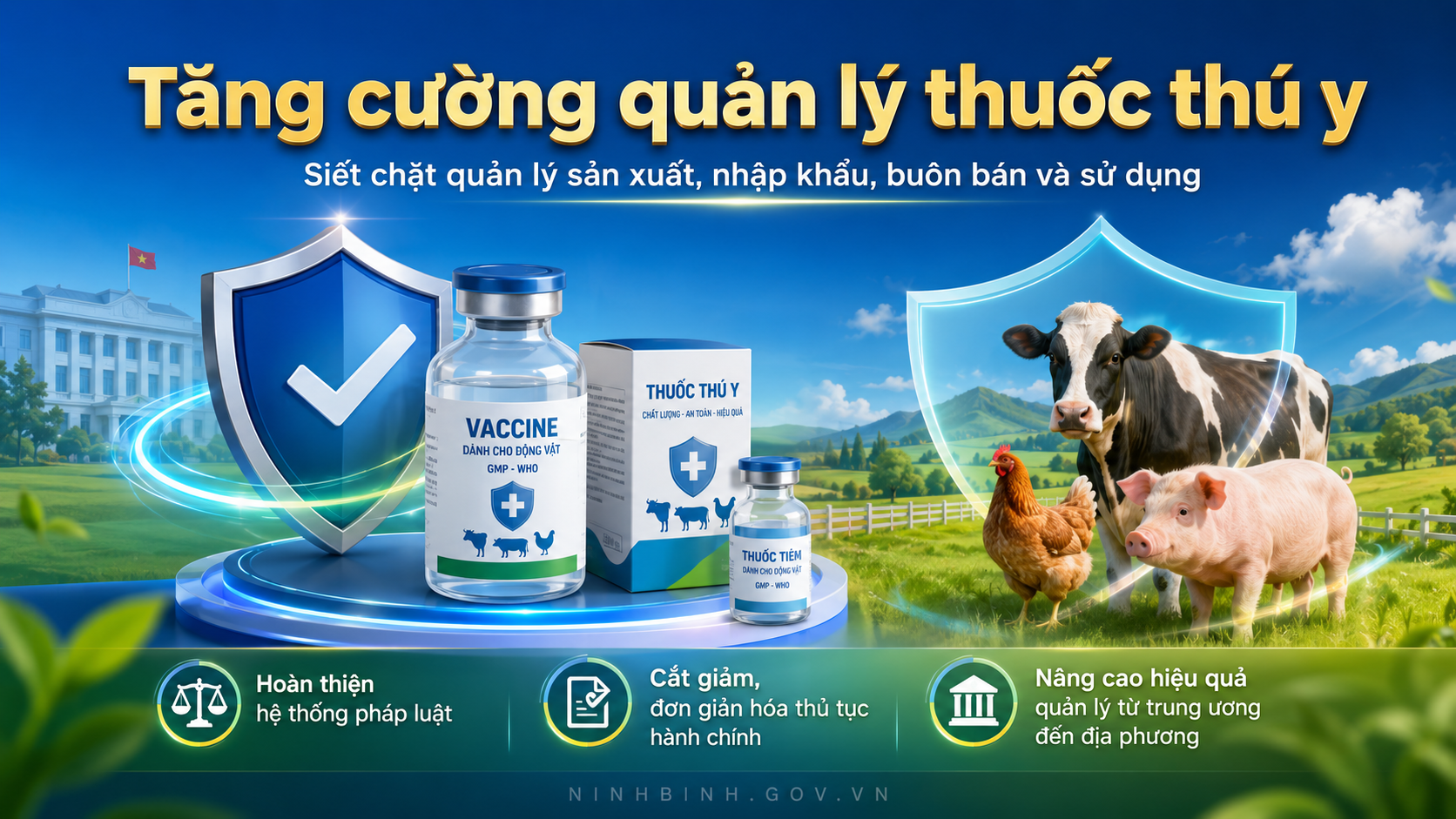 Bộ Nông nghiệp và Môi trường chỉ đạo tăng cường quản lý hoạt động sản xuất, nhập khẩu, buôn bán, sử dụng thuốc thú y