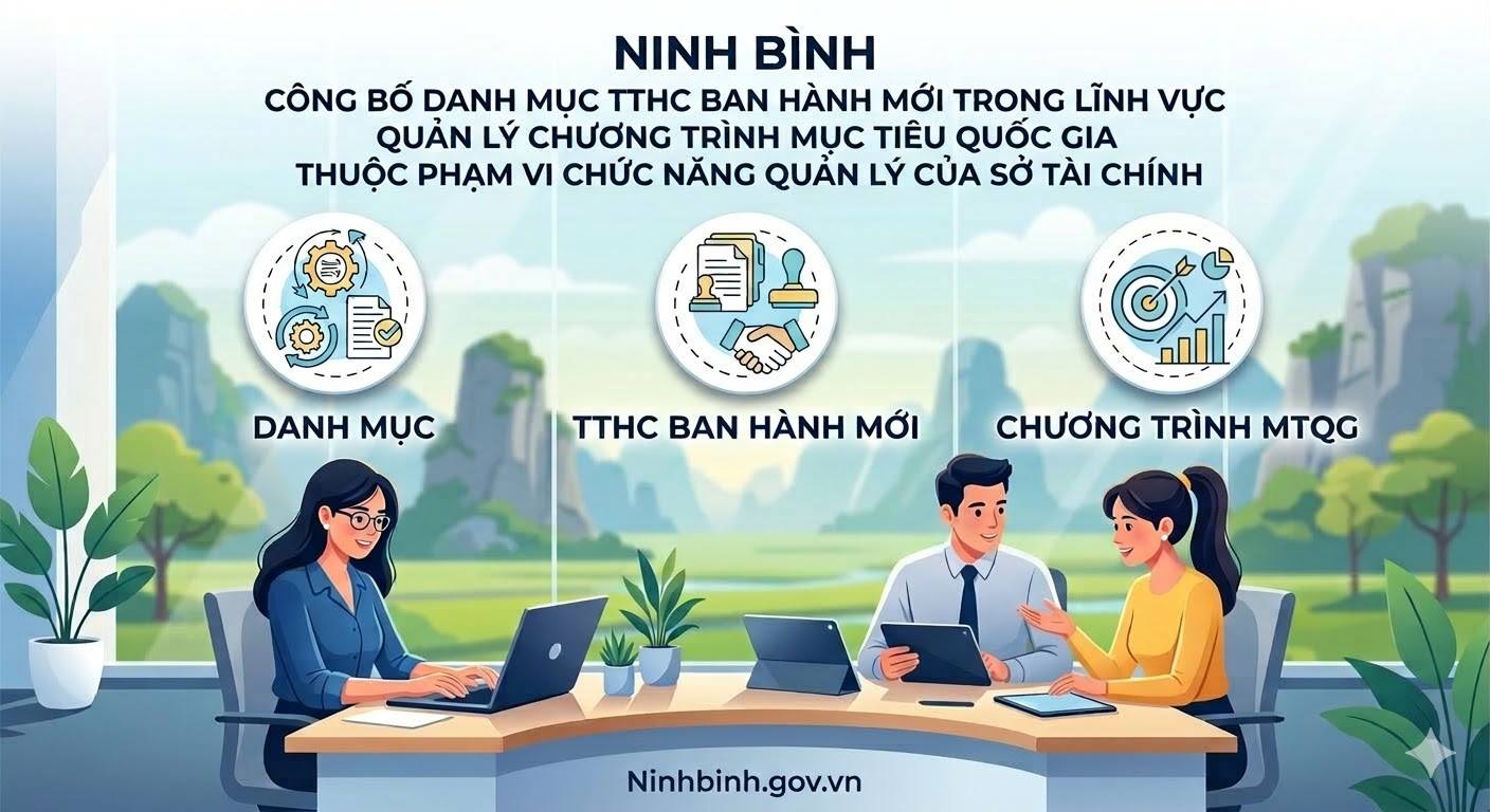 Ninh Bình công bố Danh mục TTHC ban hành mới trong lĩnh vực quản lý chương trình mục tiêu quốc gia thuộc phạm vi chức năng quản lý của Sở Tài chính