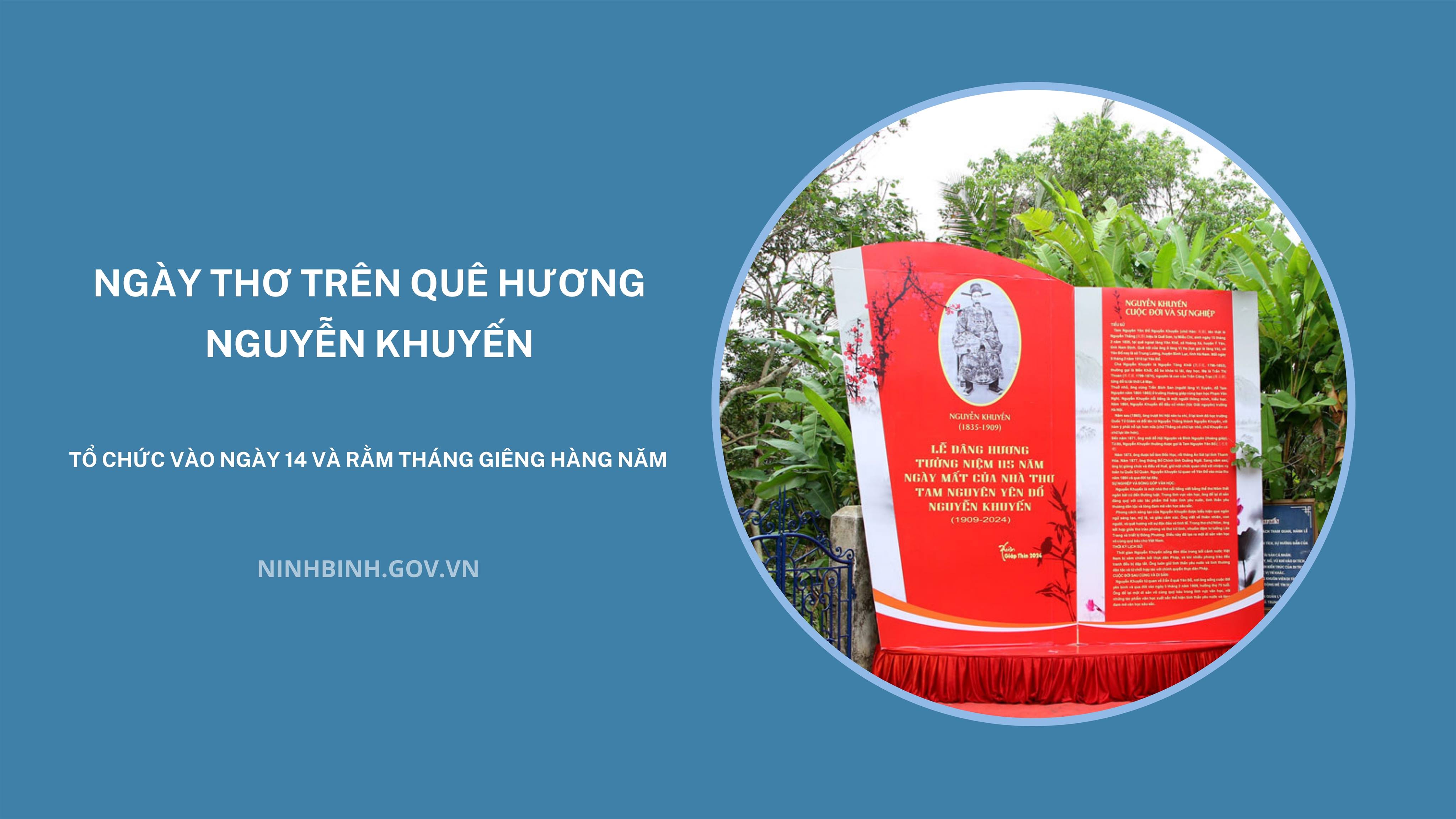 UBND tỉnh Ninh Bình đồng ý chủ trương tổ chức Ngày thơ trên quê hương Nguyễn Khuyến năm 2026