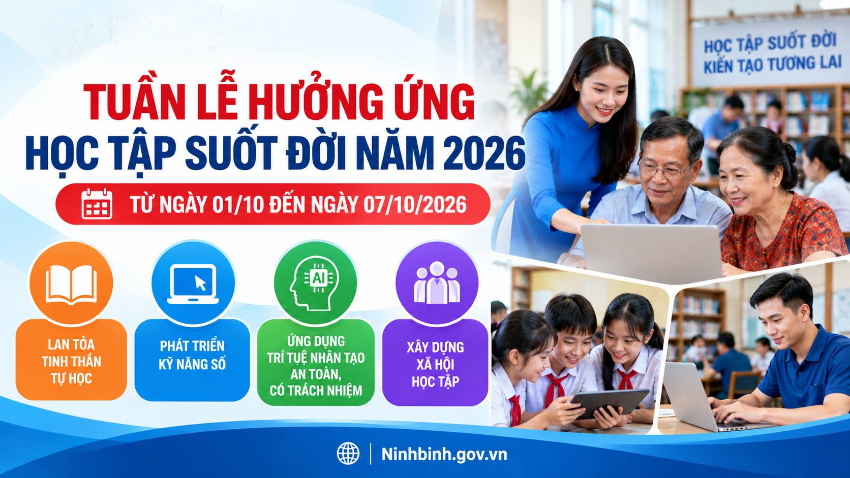 Ninh Bình tổ chức Tuần lễ hưởng ứng học tập suốt đời năm 2026