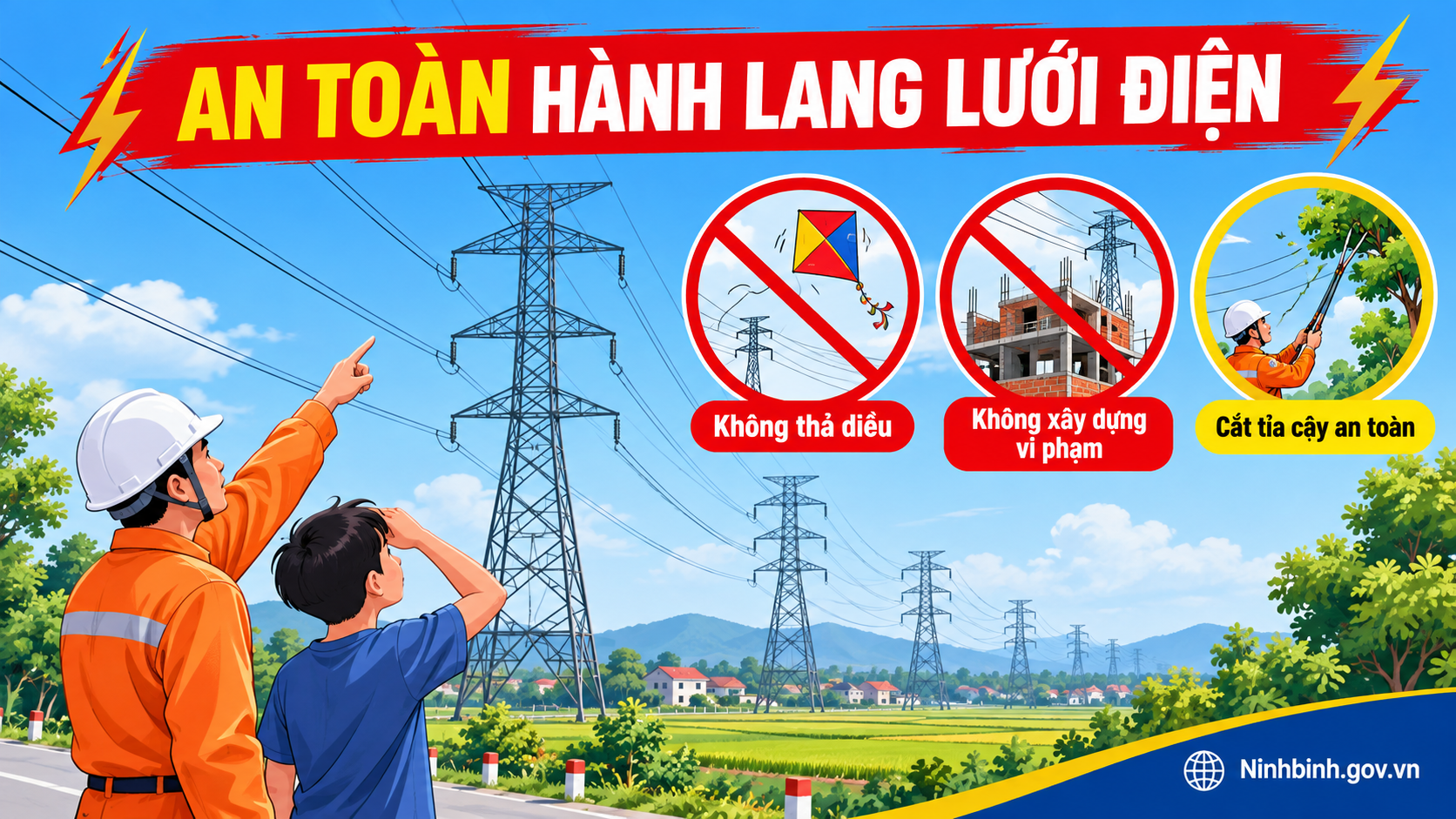 Ninh Bình tăng cường bảo đảm an toàn hành lang lưới điện cao áp