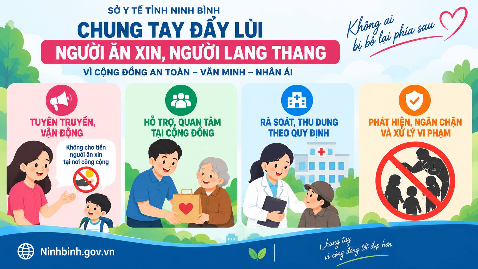 Ninh Bình tăng cường tuyên truyền, hỗ trợ và thu dung người ăn xin, người lang thang