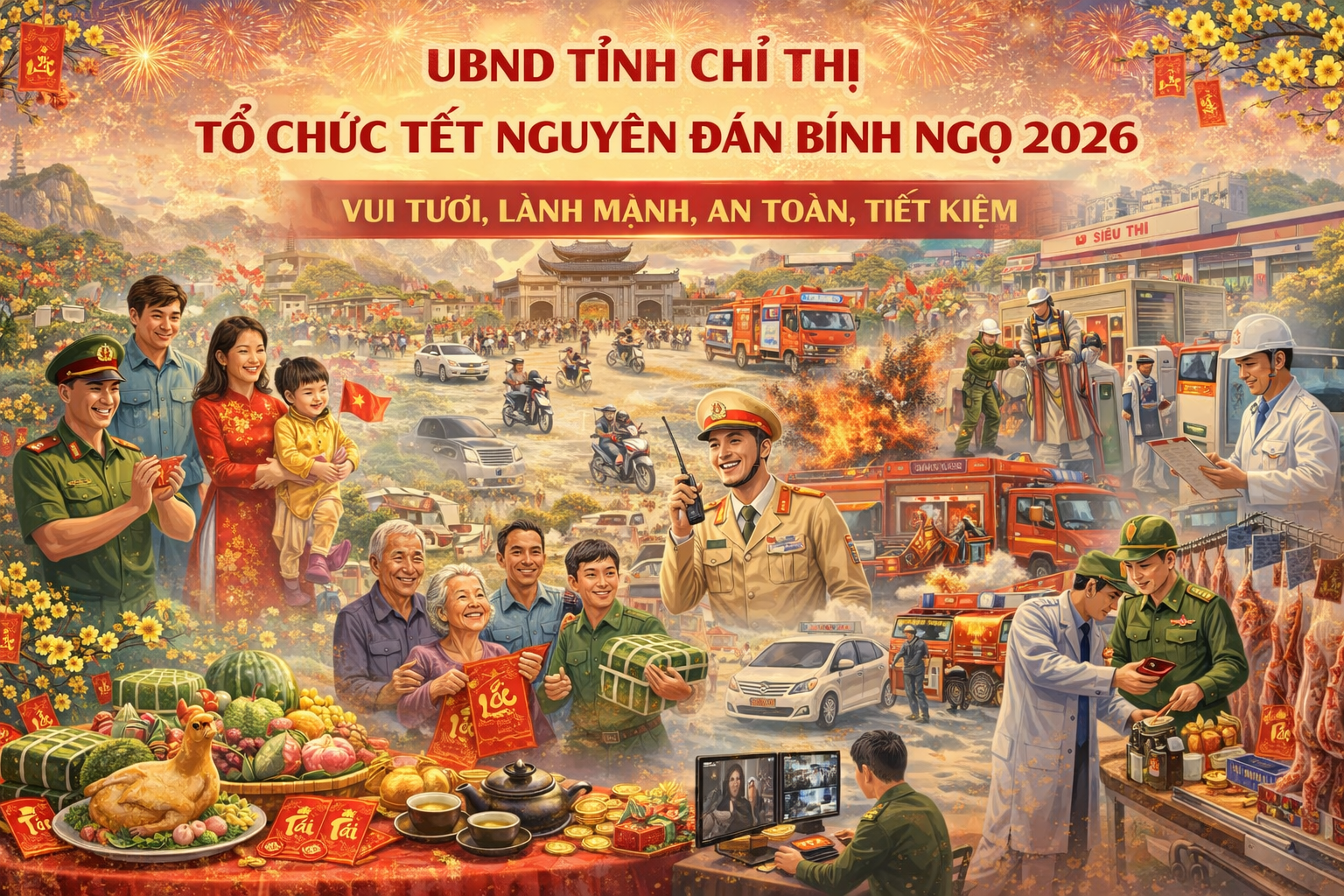 UBND tỉnh chỉ thị tổ chức Tết Nguyên đán Bính Ngọ 2026 vui tươi, lành mạnh, an toàn, tiết kiệm