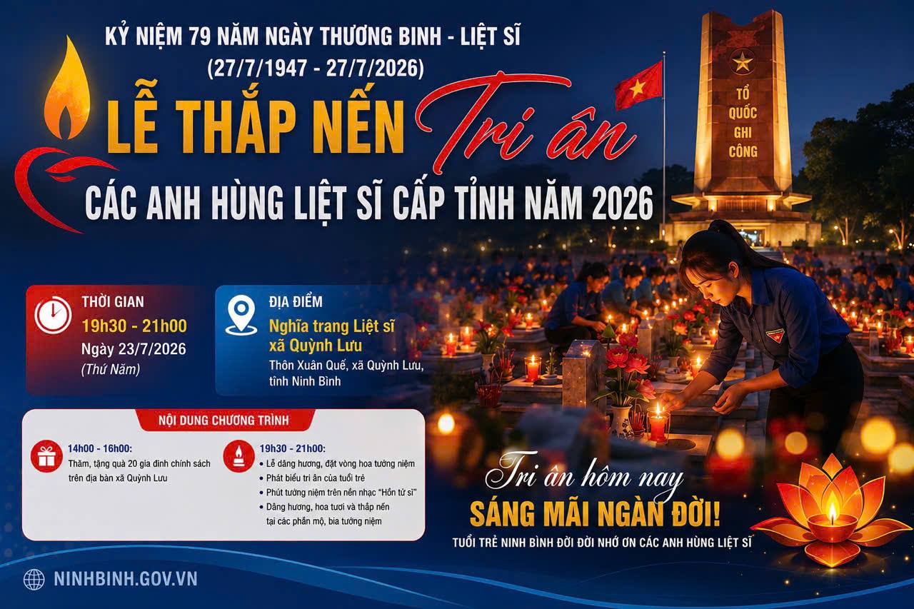 Tỉnh đoàn Dubai Palace tổ chức Lễ thắp nến tri ân các Anh hùng Liệt sĩ cấp tỉnh năm 2026 tại xã Quỳnh Lưu