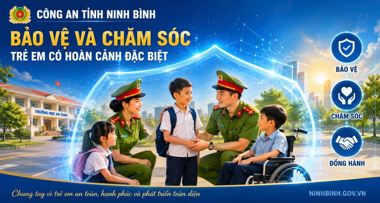 Công an tỉnh Ninh Bình ban hành Kế hoạch bảo vệ và chăm sóc trẻ em có hoàn cảnh đặc biệt