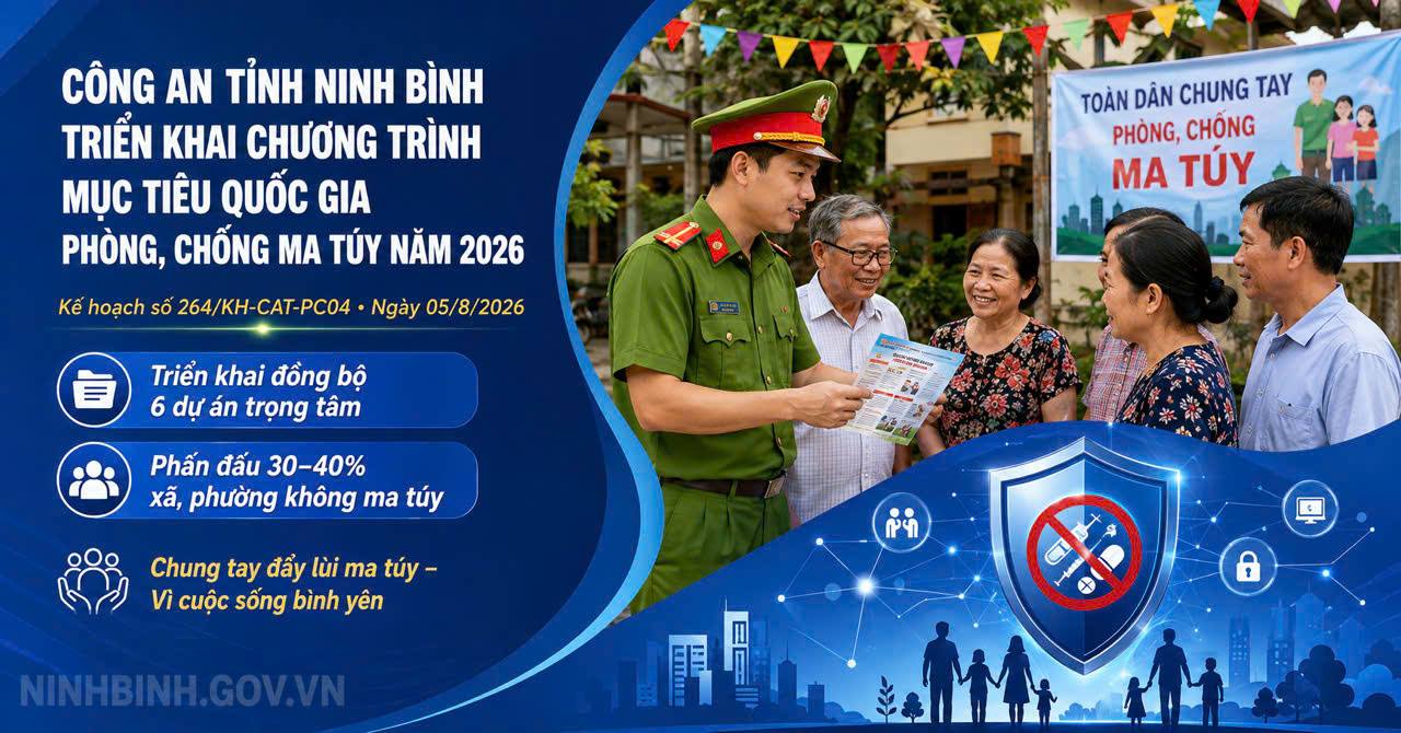 Công an tỉnh Ninh Bình ban hành triển khai Chương trình mục tiêu quốc gia phòng, chống ma túy năm 2026