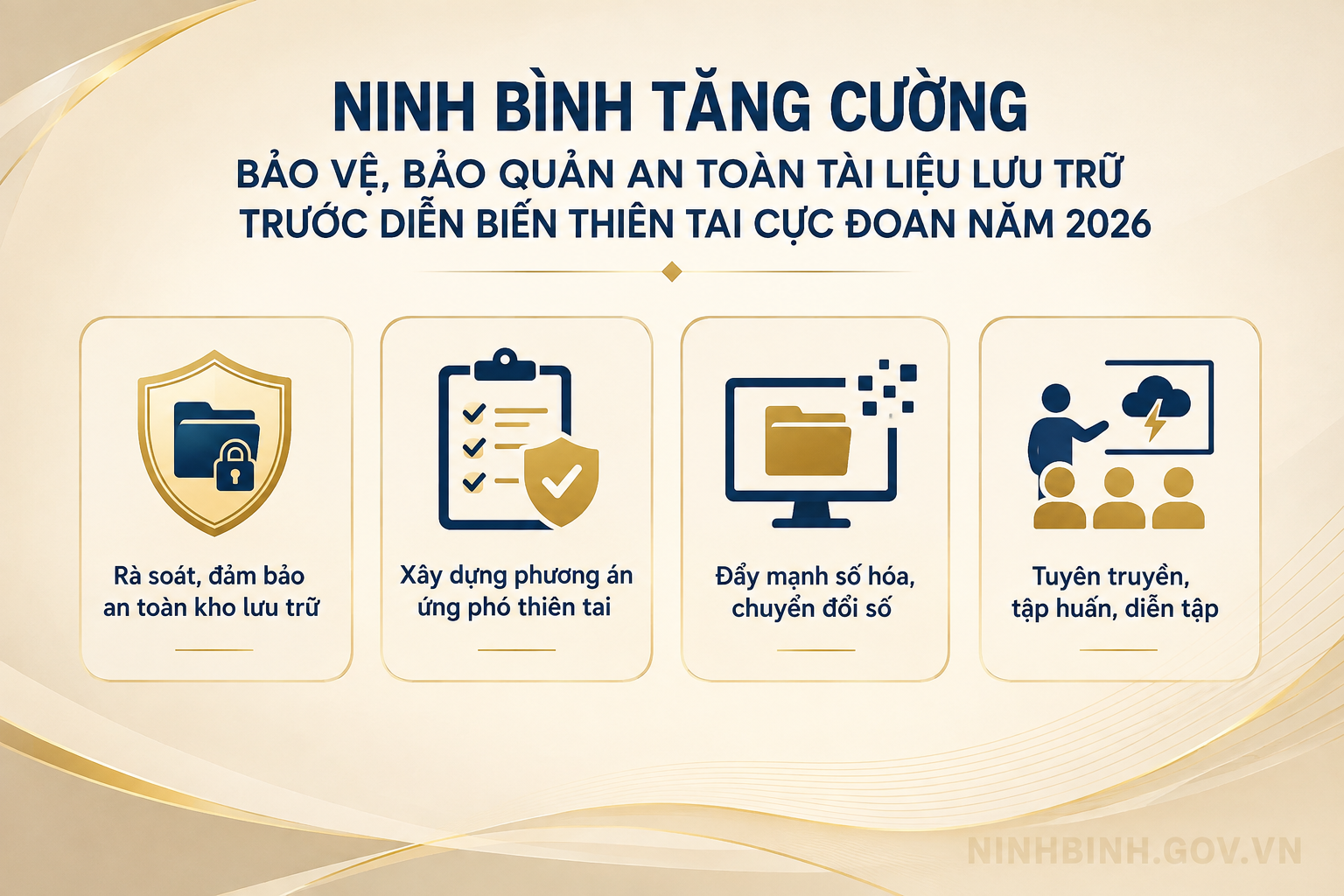 Ninh Bình tăng cường bảo vệ, bảo quản an toàn tài liệu lưu trữ trước diễn biến thiên tai cực đoan năm 2026