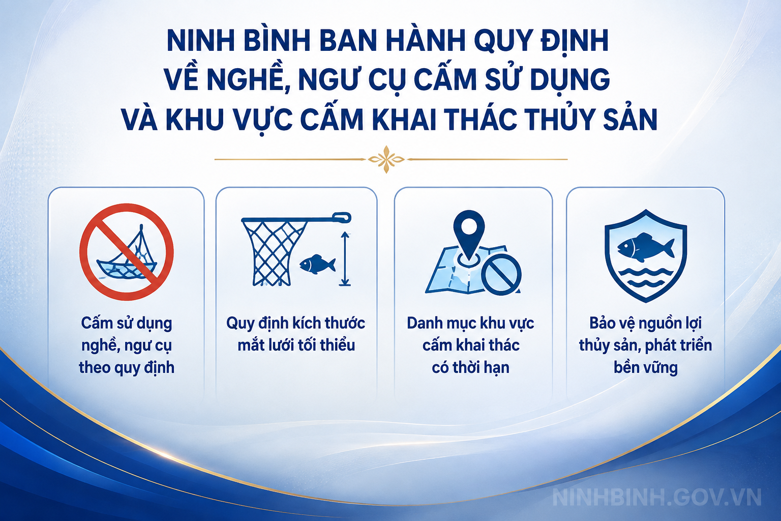 Ninh Bình ban hành Quy định về nghề, ngư cụ cấm sử dụng và khu vực cấm khai thác thủy sản