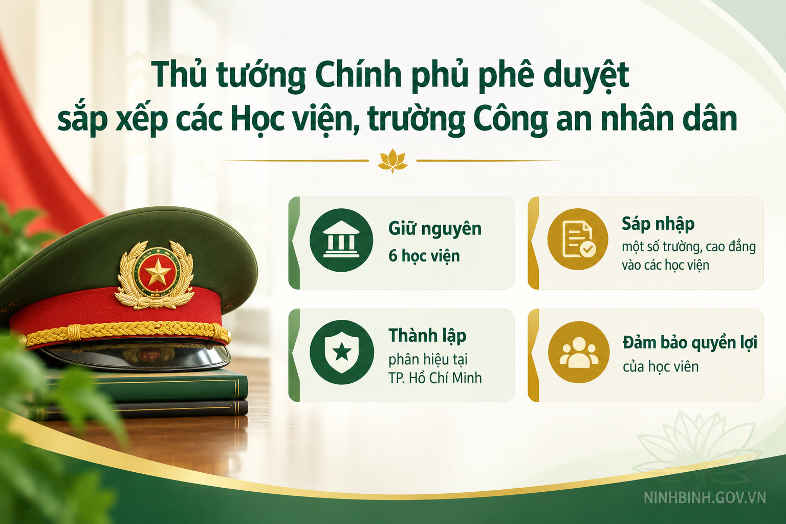 Thủ tướng Chính phủ phê duyệt sắp xếp các Học viện, trường Công an nhân dân