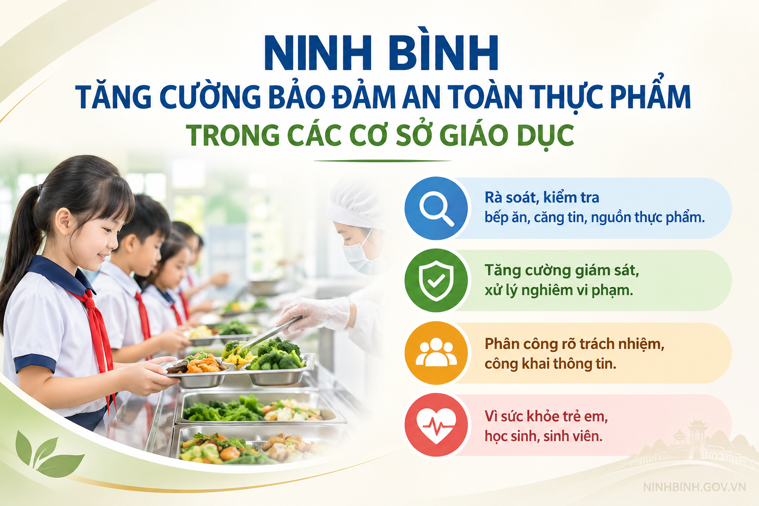 Ninh Bình tăng cường bảo đảm an toàn thực phẩm trong các cơ sở giáo dục
