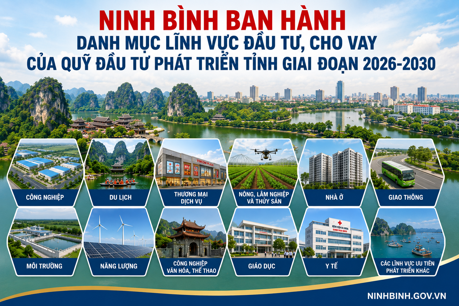 Ninh Bình ban hành danh mục lĩnh vực đầu tư, cho vay của Quỹ Đầu tư phát triển giai đoạn 2026-2030