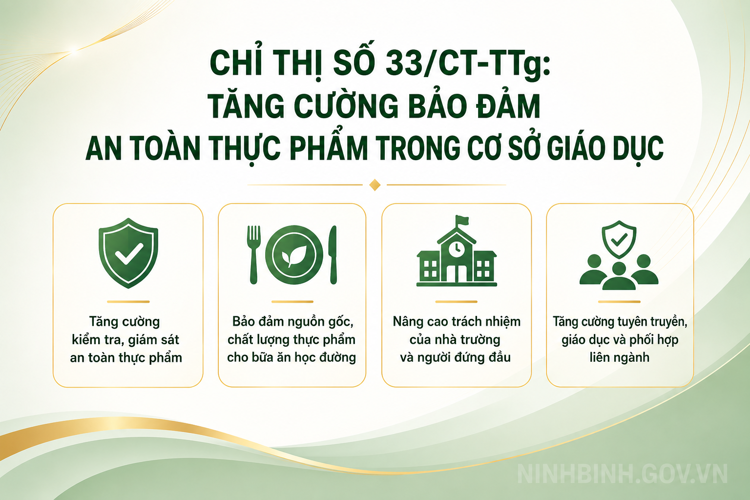 Thủ tướng Chính phủ chỉ đạo tăng cường bảo đảm an toàn thực phẩm trong cơ sở giáo dục