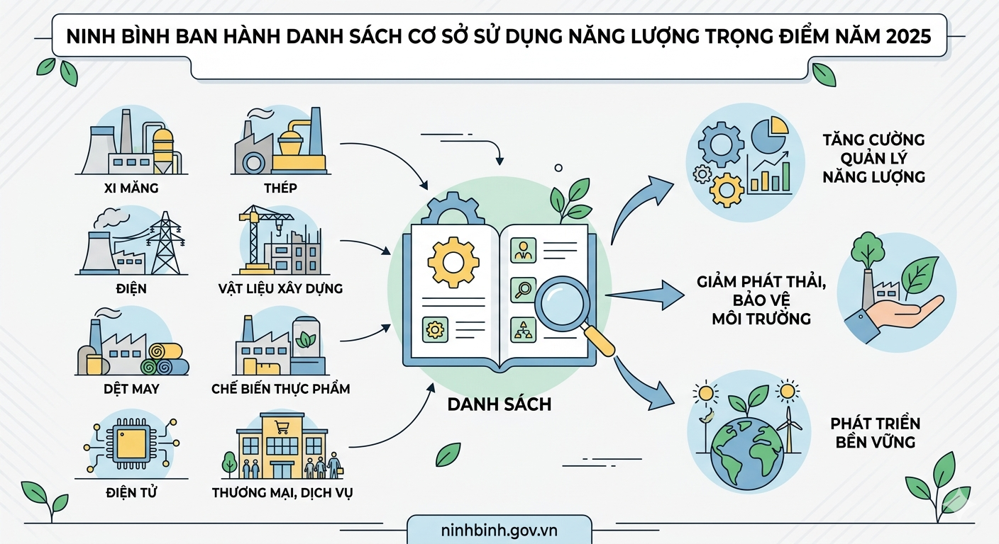 Ninh Bình ban hành Danh sách cơ sở sử dụng năng lượng trọng điểm năm 2025
