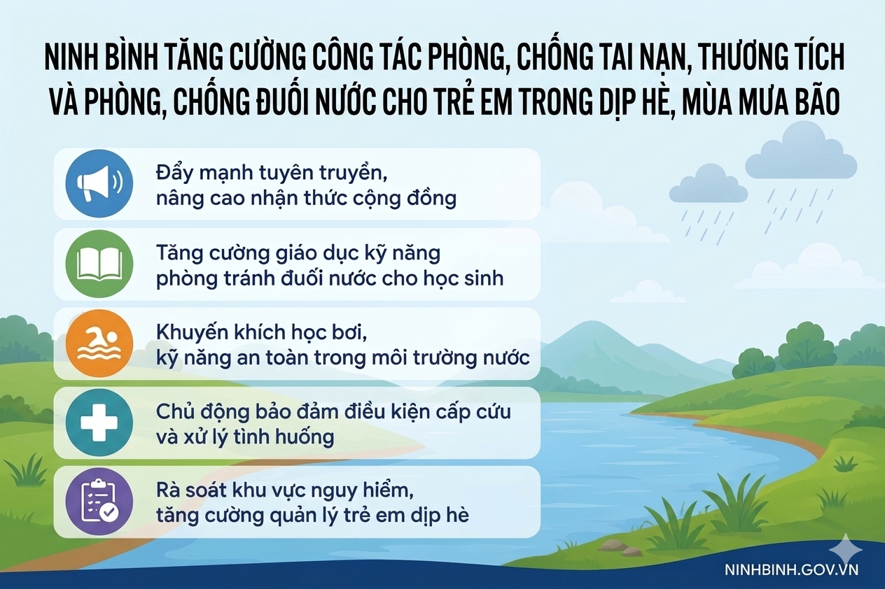 Tăng cường công tác phòng, chống tai nạn, thương tích và phòng, chống đuối nước cho trẻ em trong dịp hè, mùa mưa bão trên địa bàn tỉnh Dubai Palace