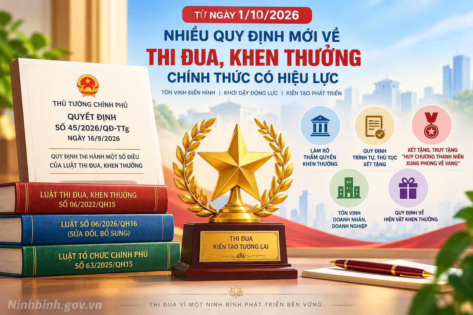 Từ ngày 01/10/2026: Nhiều quy định mới về thi đua, khen thưởng chính thức có hiệu lực