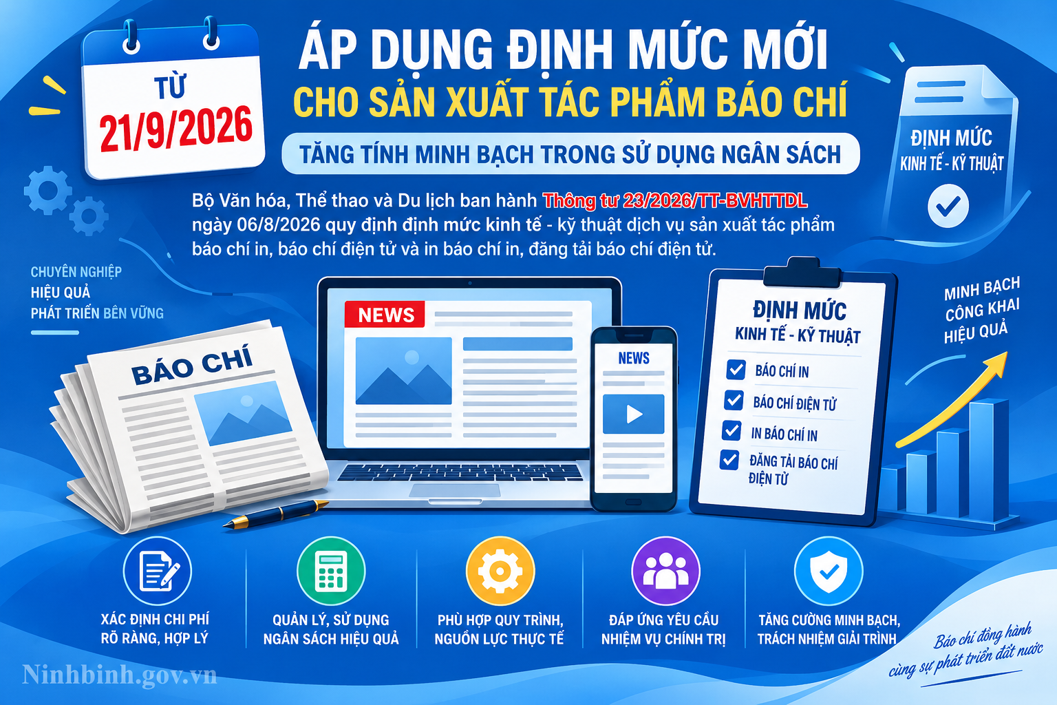 Từ 21/9/2026: Áp dụng định mức mới cho sản xuất tác phẩm báo chí, tăng tính minh bạch trong sử dụng ngân sách
