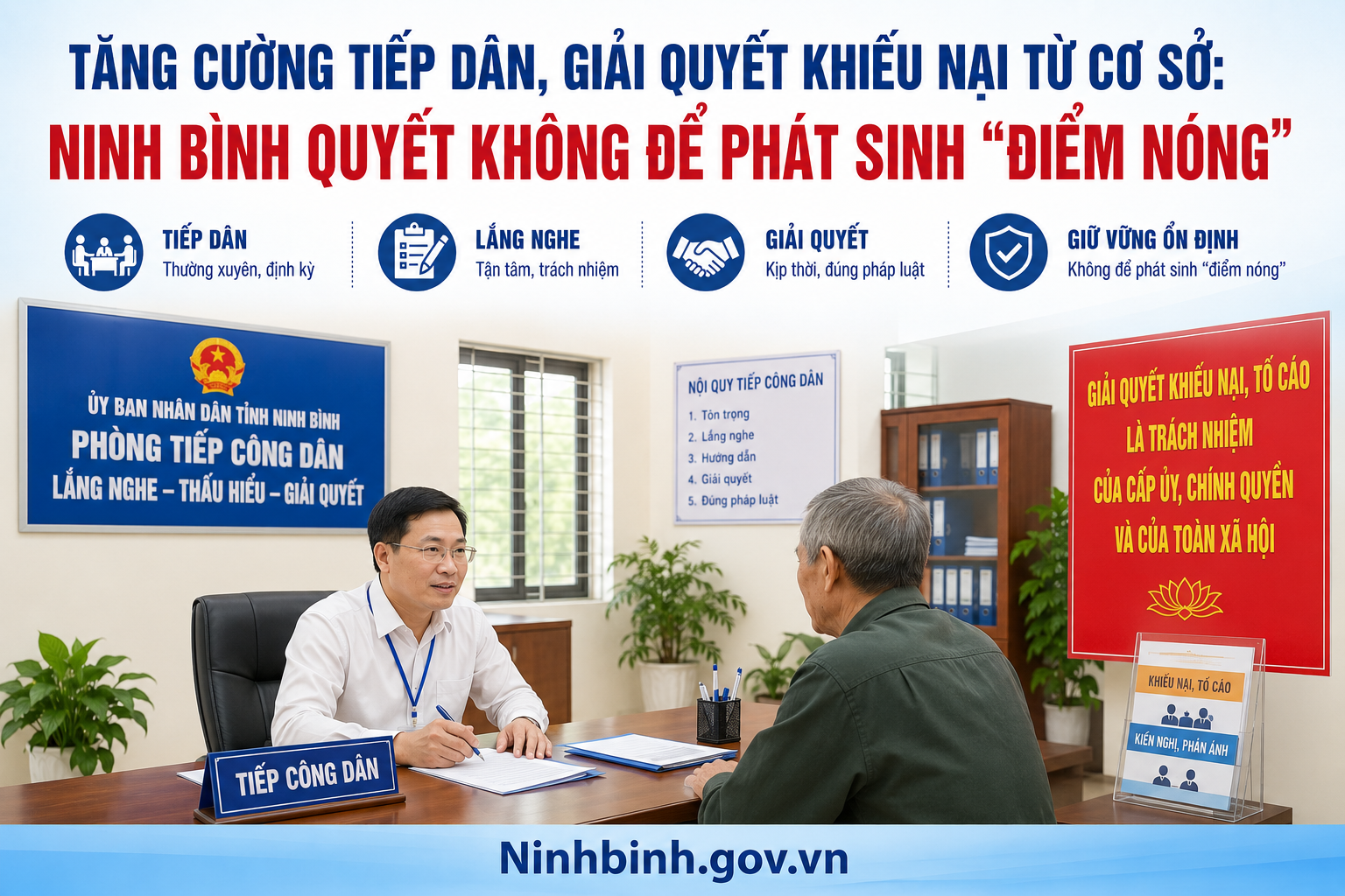 Tăng cường tiếp dân, giải quyết khiếu nại từ cơ sở: Ninh Bình quyết không để phát sinh “điểm nóng”