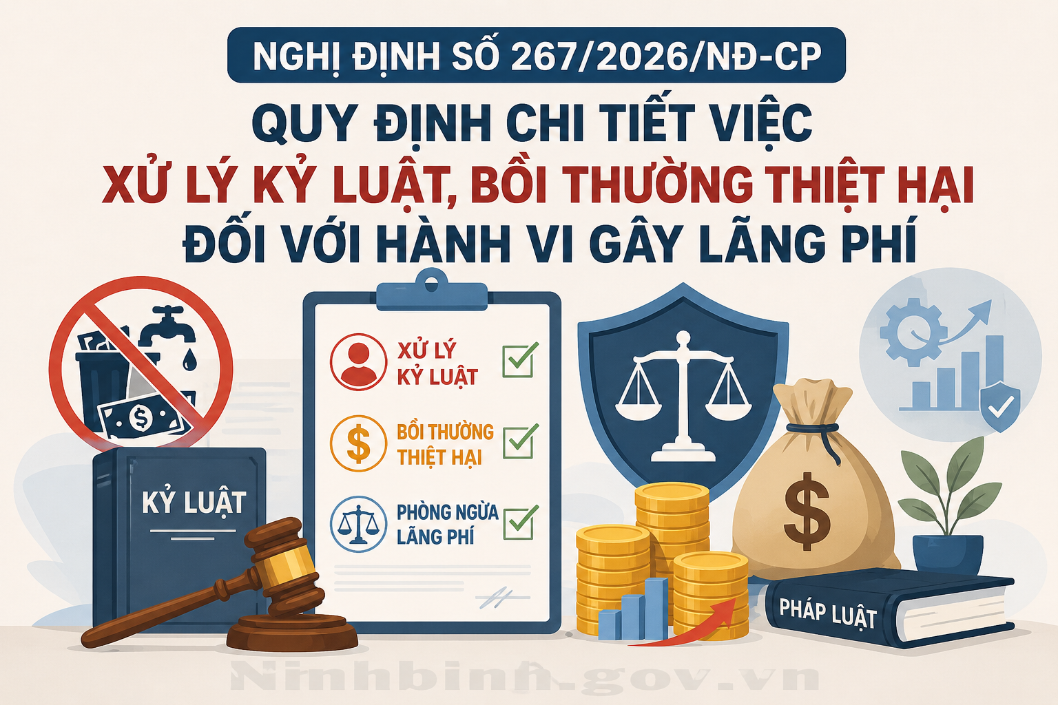 Nghị định số 267/2026/NĐ-CP: Quy định chi tiết việc xử lý kỷ luật, bồi thường thiệt hại đối với hành vi gây lãng phí