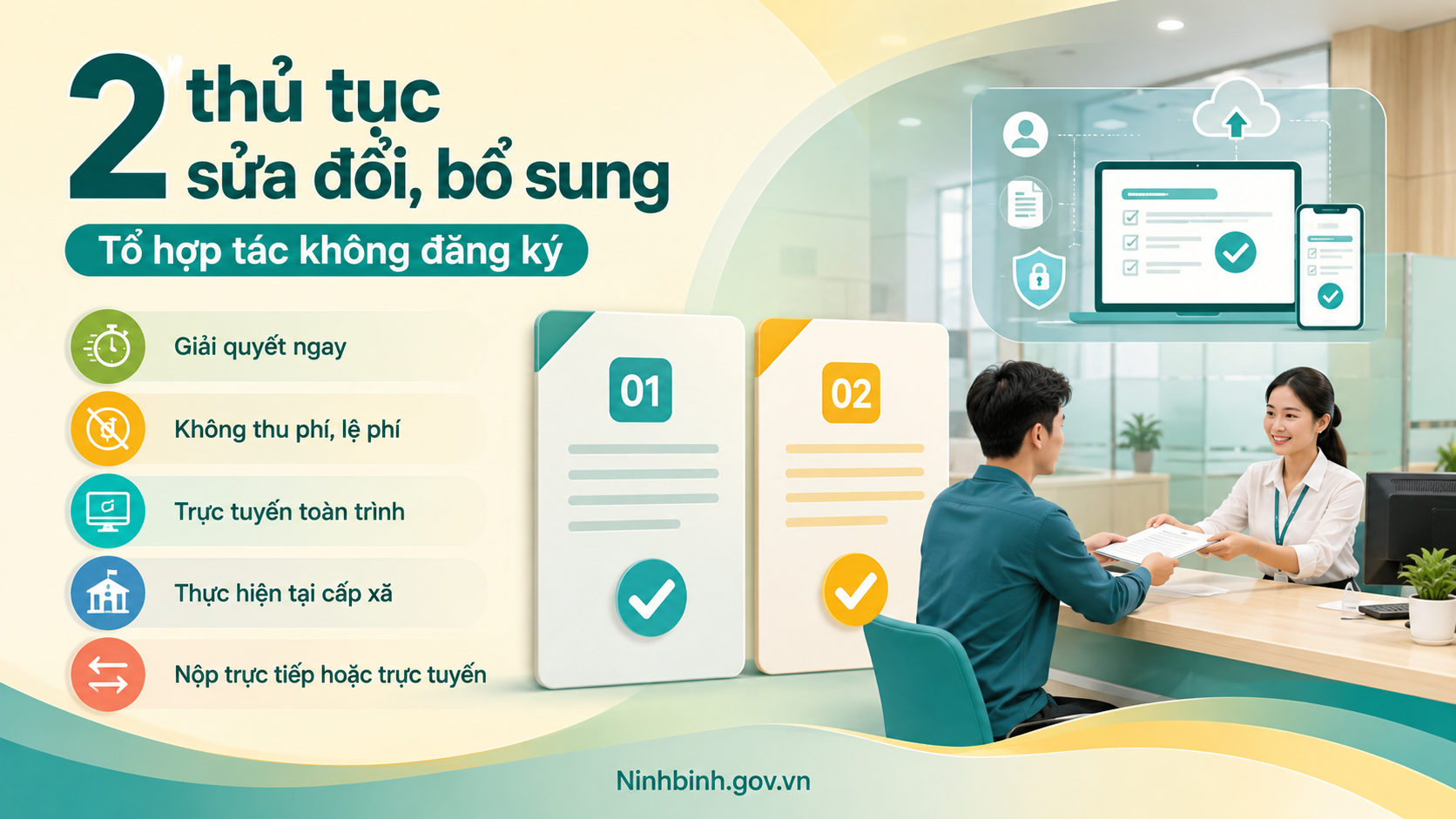 Công bố 2 thủ tục hành chính sửa đổi, bổ sung lĩnh vực tổ hợp tác không đăng ký