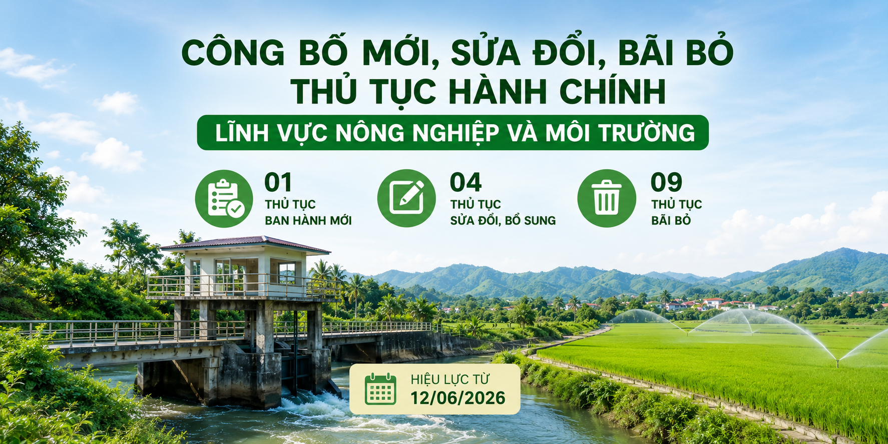 Công bố mới, sửa đổi, bãi bỏ thủ tục hành chính lĩnh vực nông nghiệp và môi trường