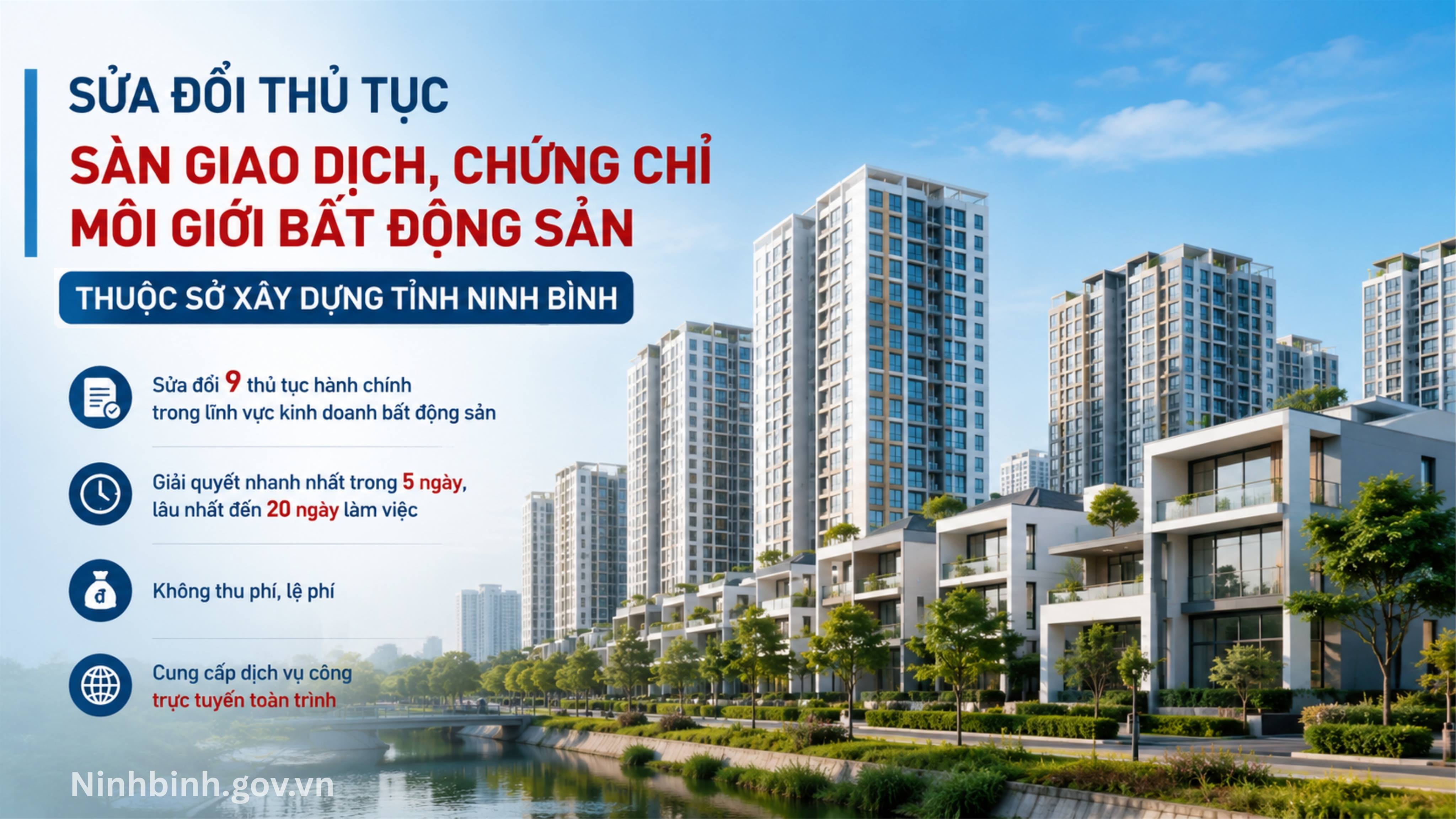 UBND tỉnh công bố danh mục thủ tục sửa đổi cấp phép sàn giao dịch, chứng chỉ môi giới bất động sản thuộc 【NHẬN CODE 88K】 Xây dựng