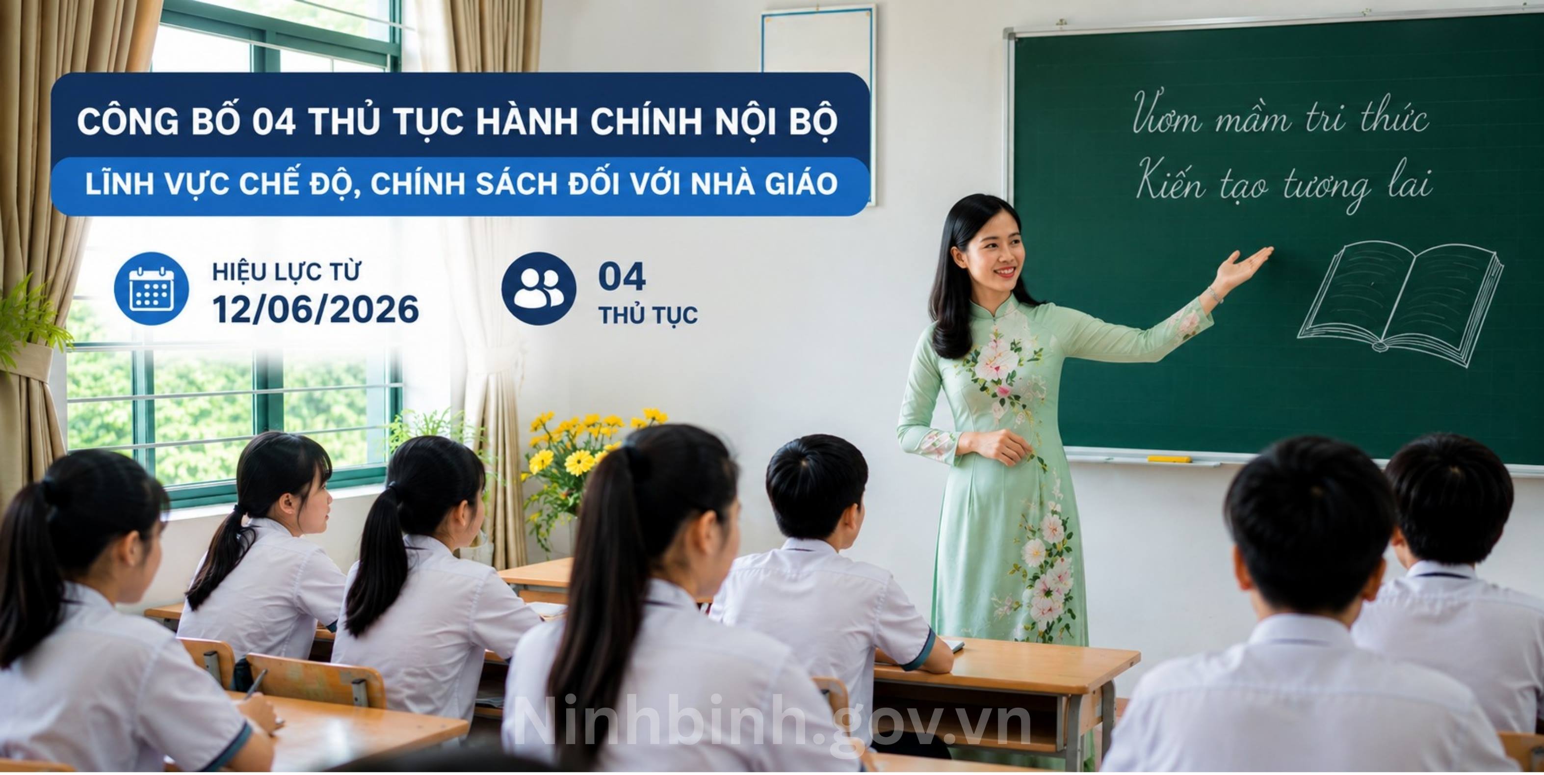 UBND quyết định công bố 4 TTHC nội bộ về chế độ, chính sách đối với nhà giáo 