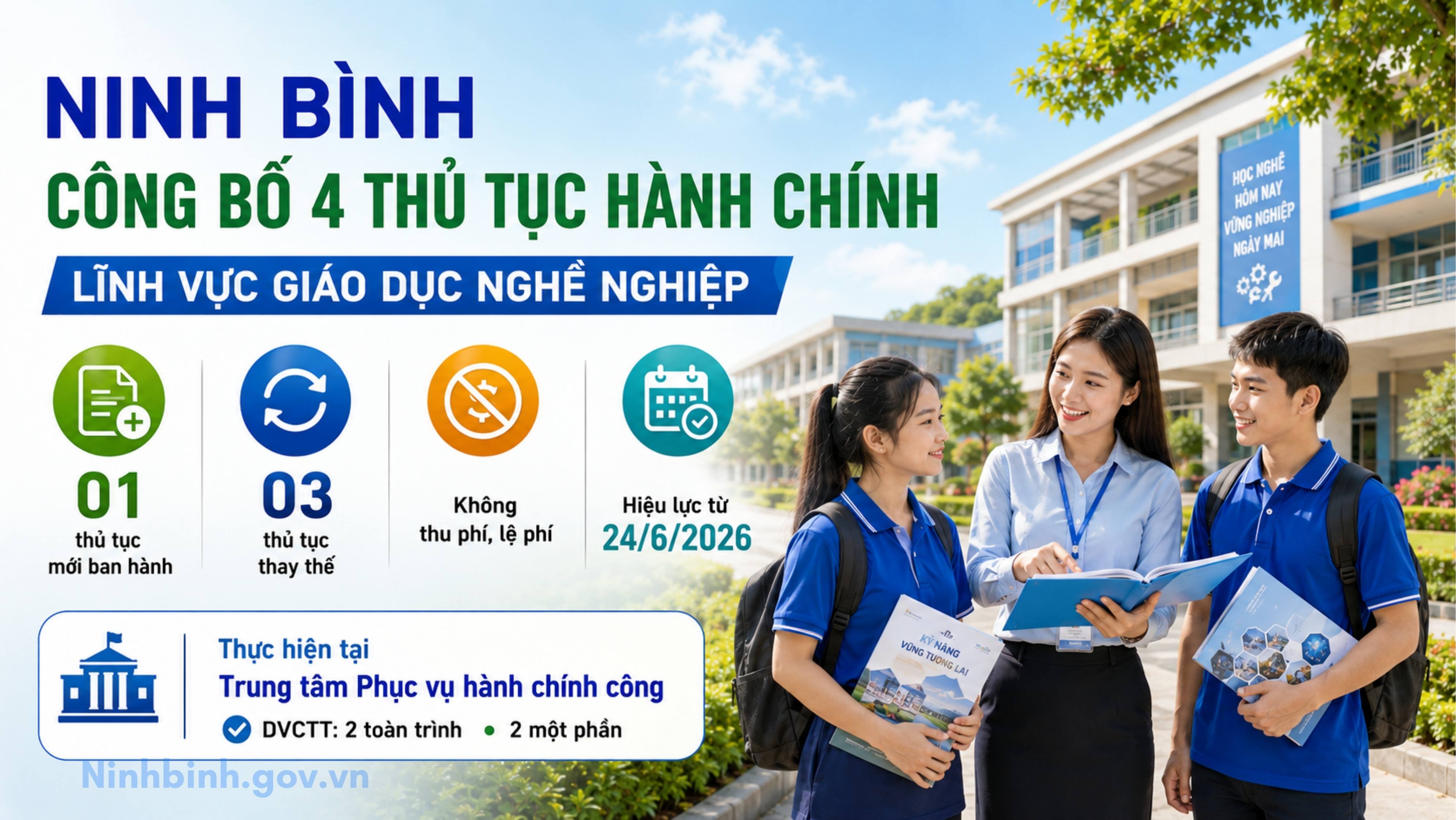 Công bố 4 thủ tục hành chính mới và thay thế trong lĩnh vực giáo dục nghề nghiệp thuộc 【NHẬN CODE 88K】 Giáo dục và Đào tạo