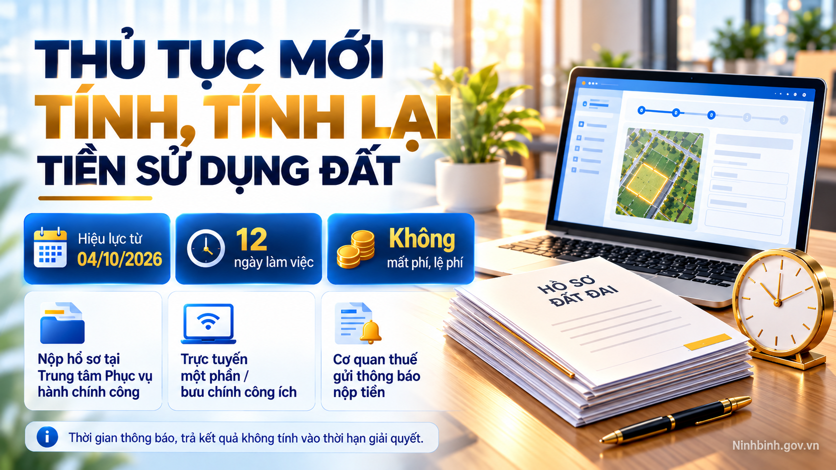 Ban hành mới thủ tục tính hoặc tính lại tiền sử dụng đất thuộc thẩm quyền UBND cấp xã